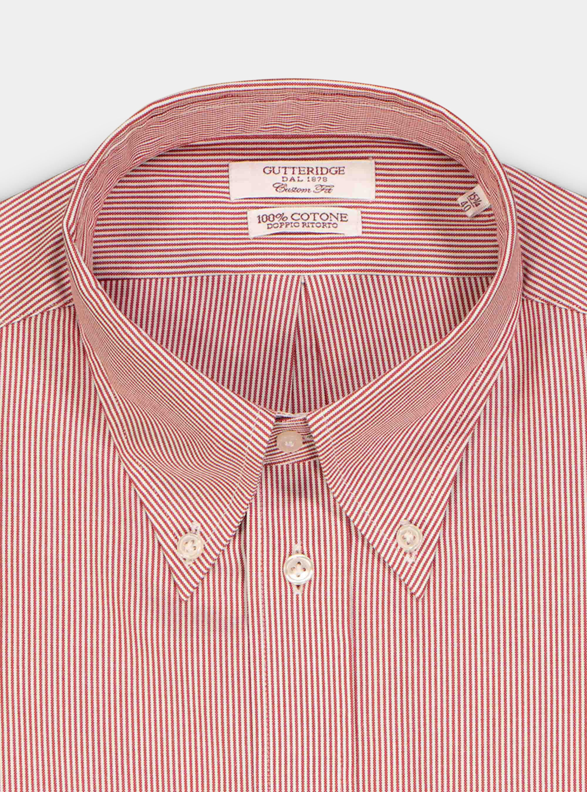 Oxford striped Custom button down collar shirt, RED