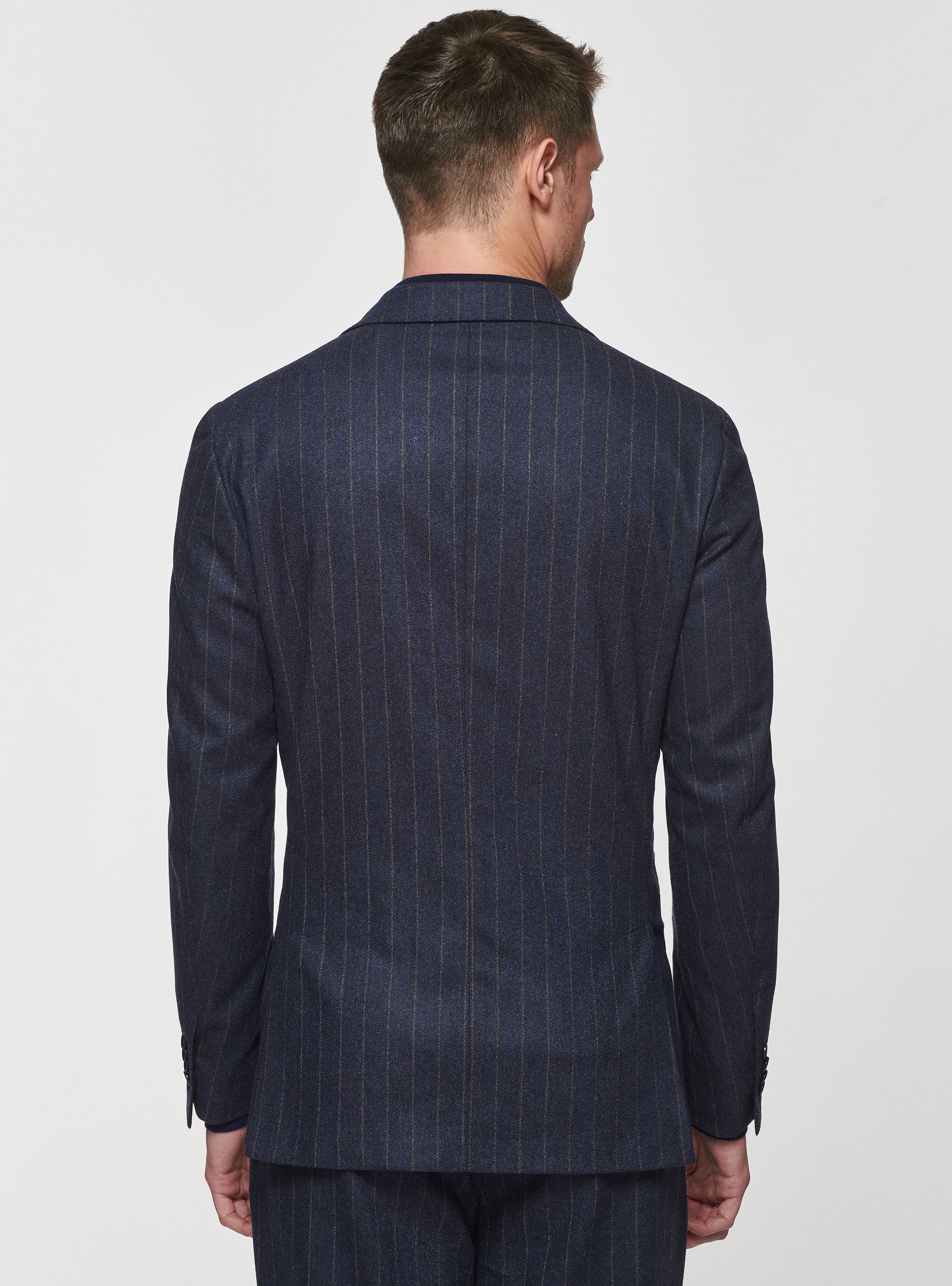 Giacca gessata in lana Reda, BLU NAVY