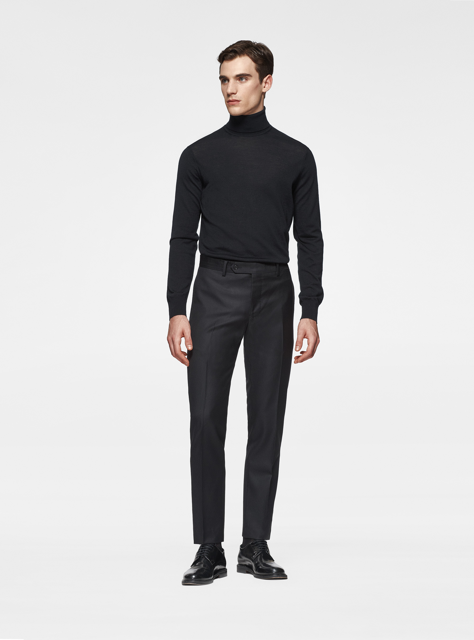 Pantaloni in pura lana superfine 110's, NERO