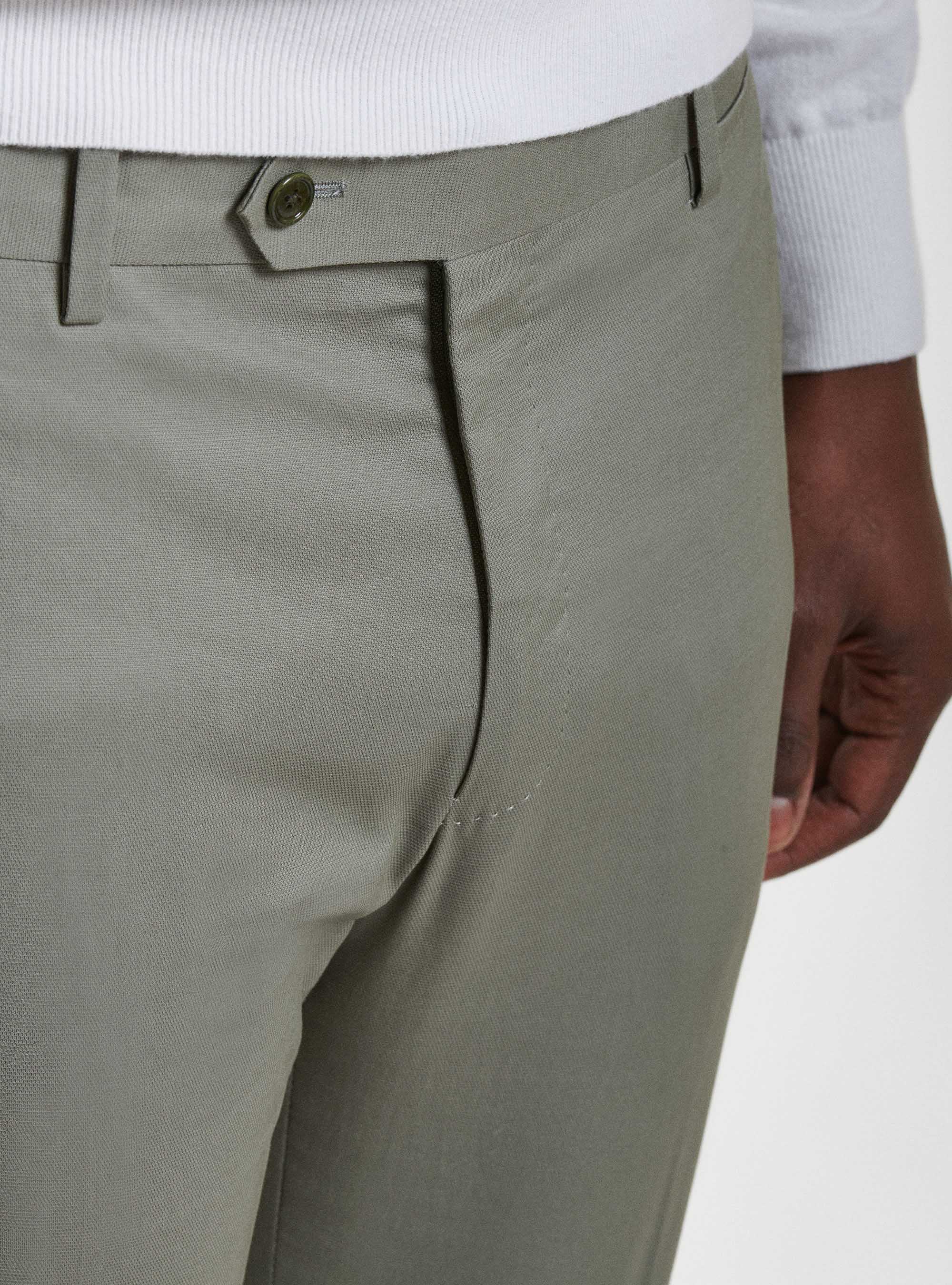 Pantaloni per abito in cotone armaturato, SALVIA 0602C