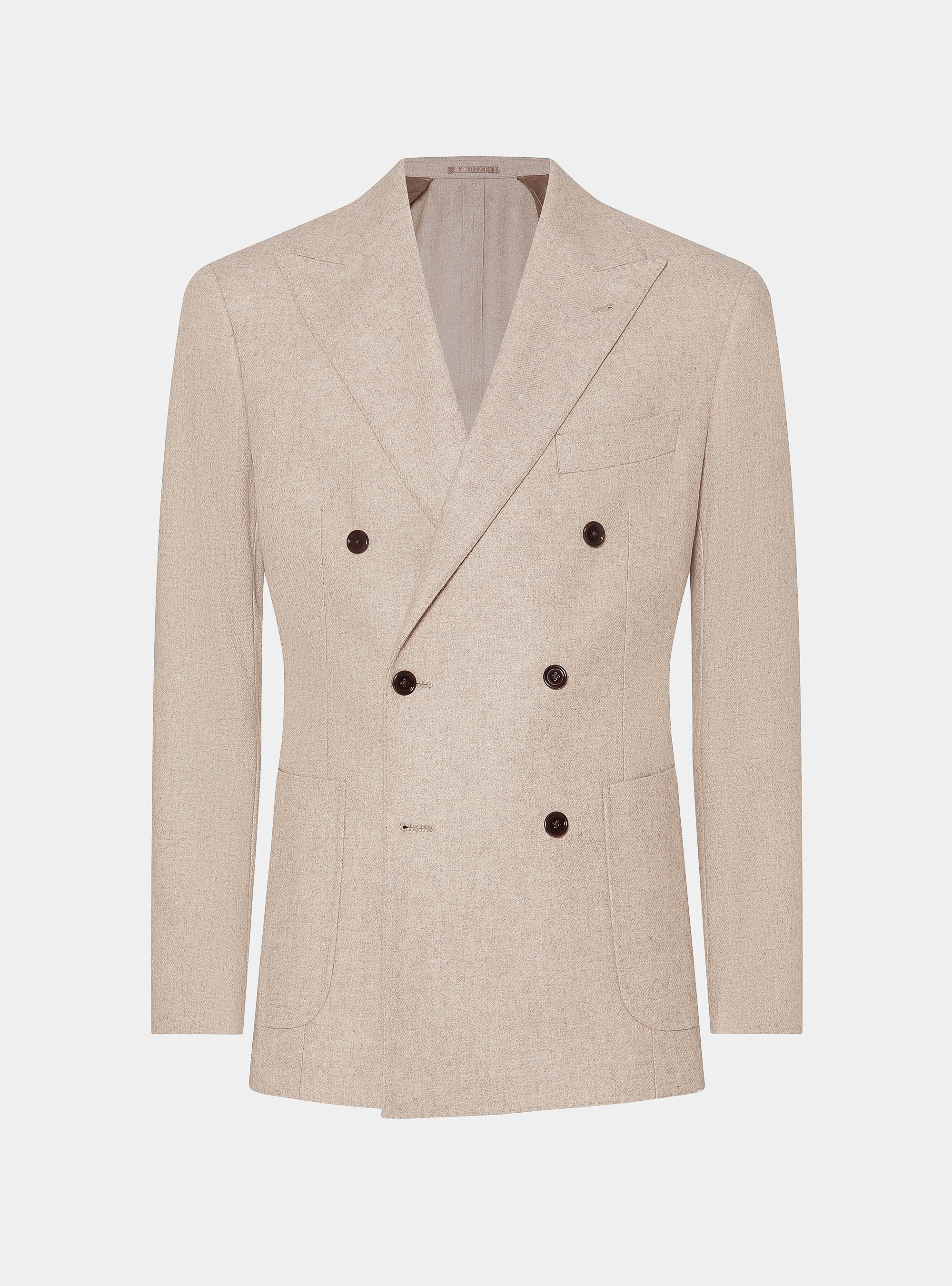 Giacca doppiopetto in flanella di lana, SABBIA