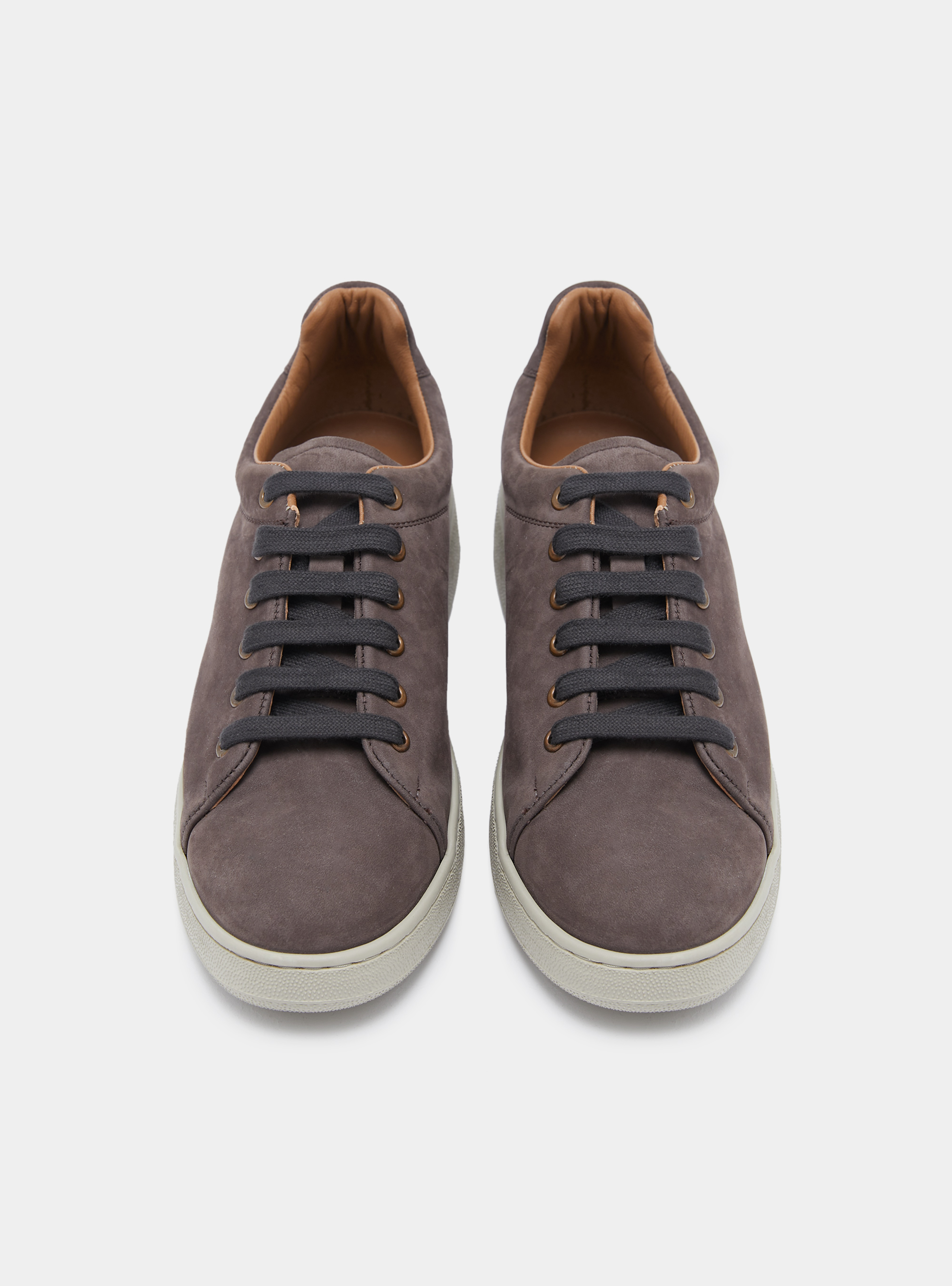 Sneakers in nabuk, MARRONE