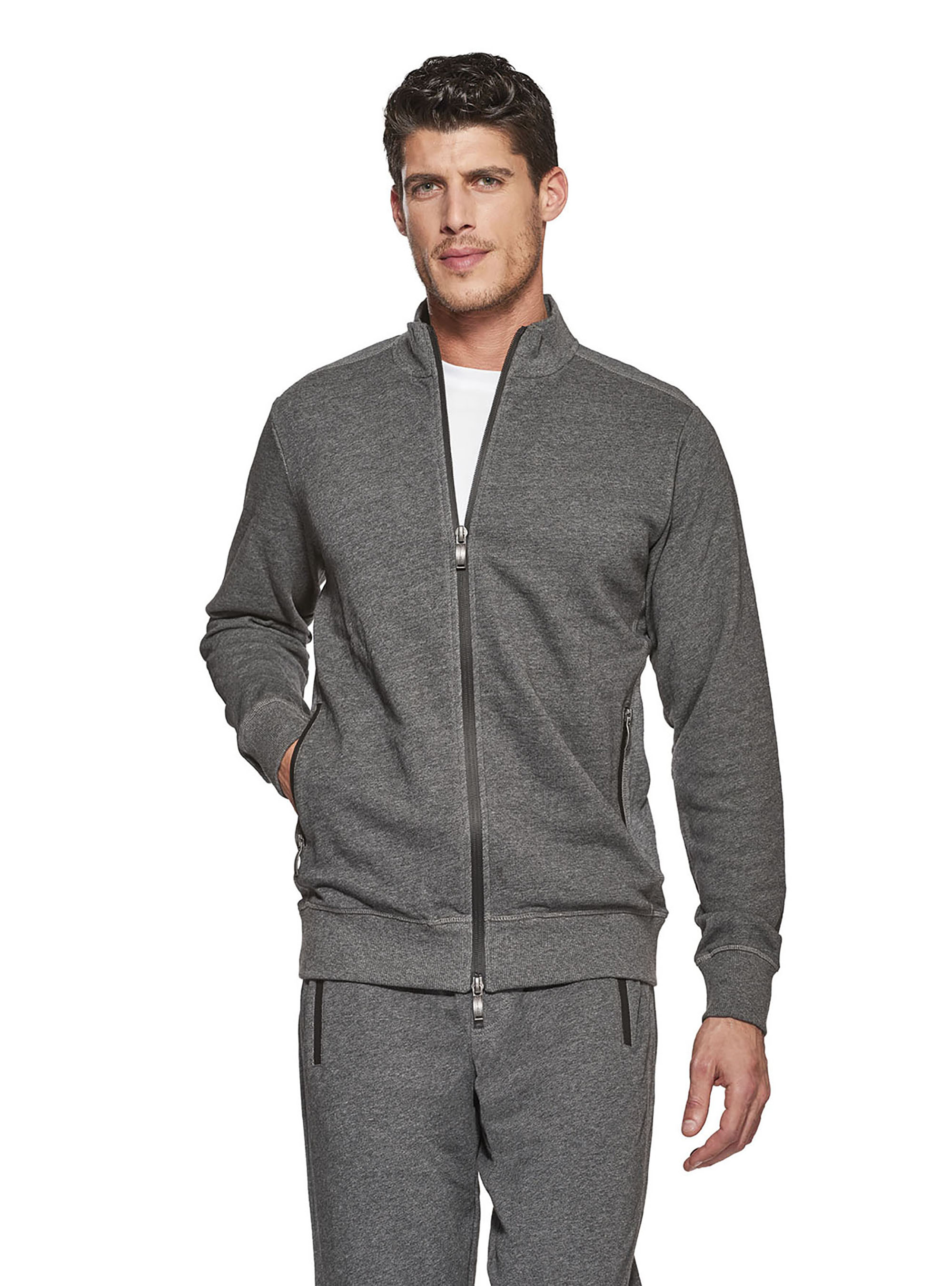 Sudadera de algod&oacute;n 100% con cremalleras selladas al calor, GRIS MARENGO