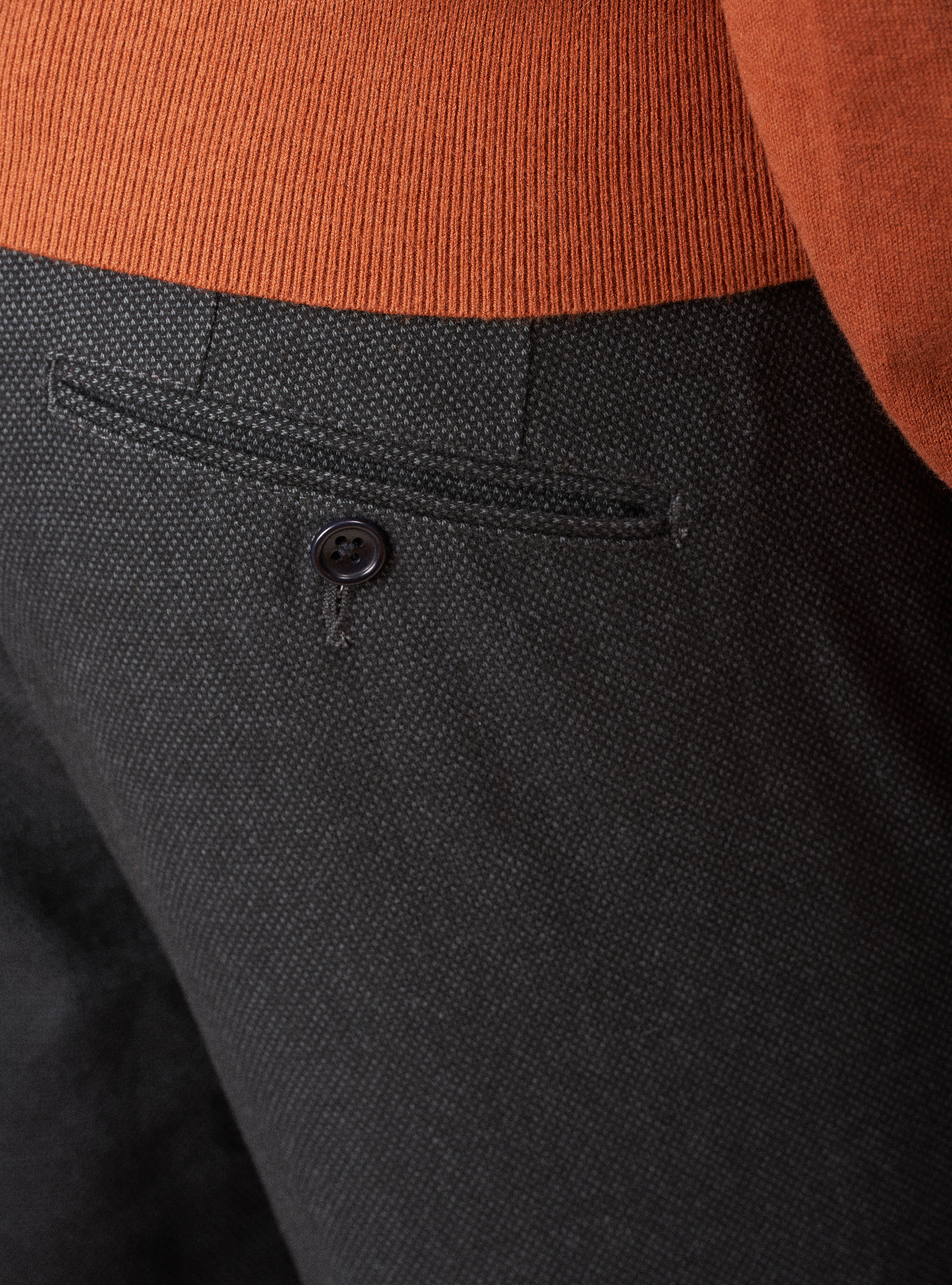 Pantaloni slack in misto cotone armaturato tinto filo, BLU NAVY