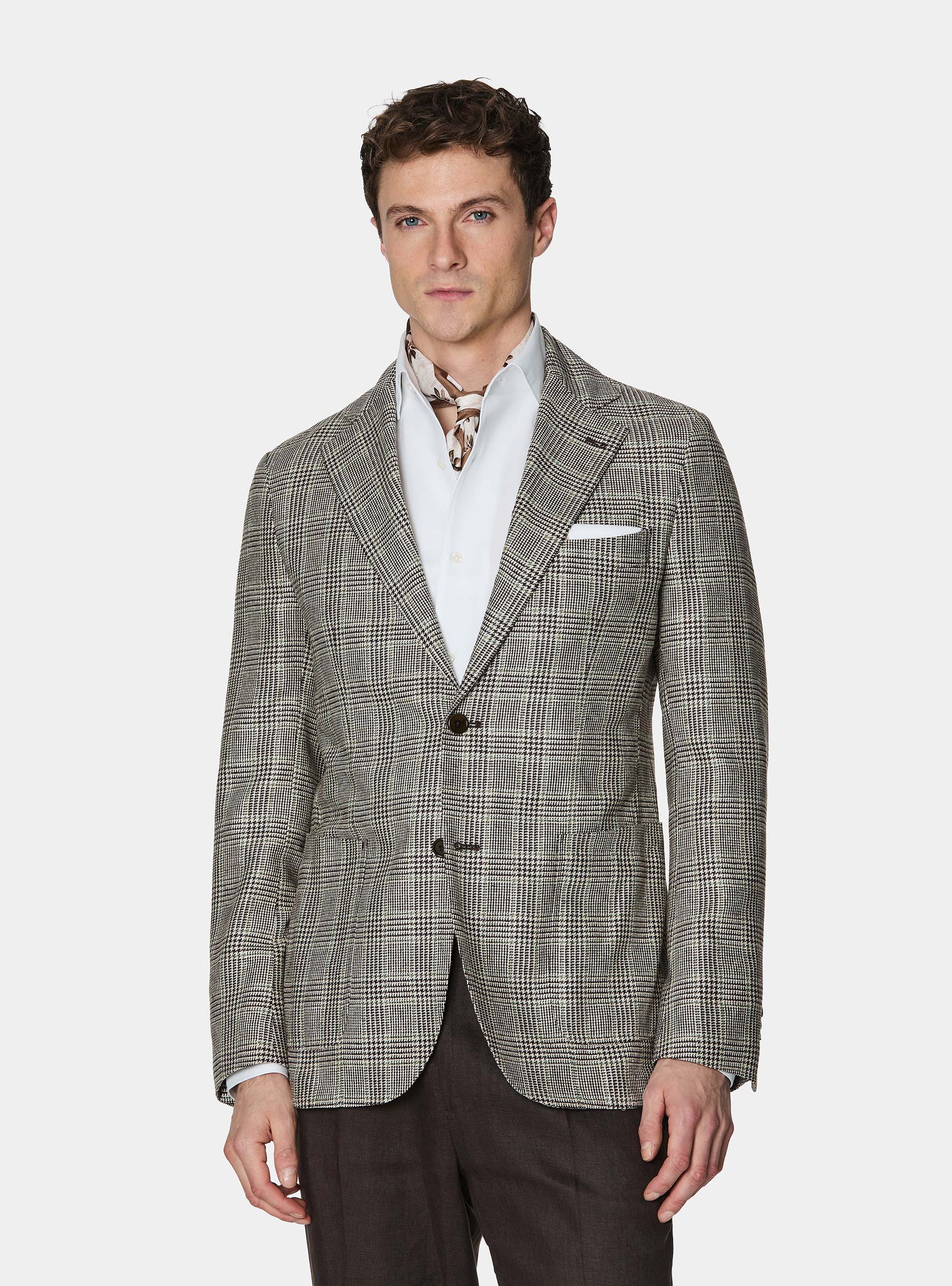 Giacca fantasia in pura seta, FANGO