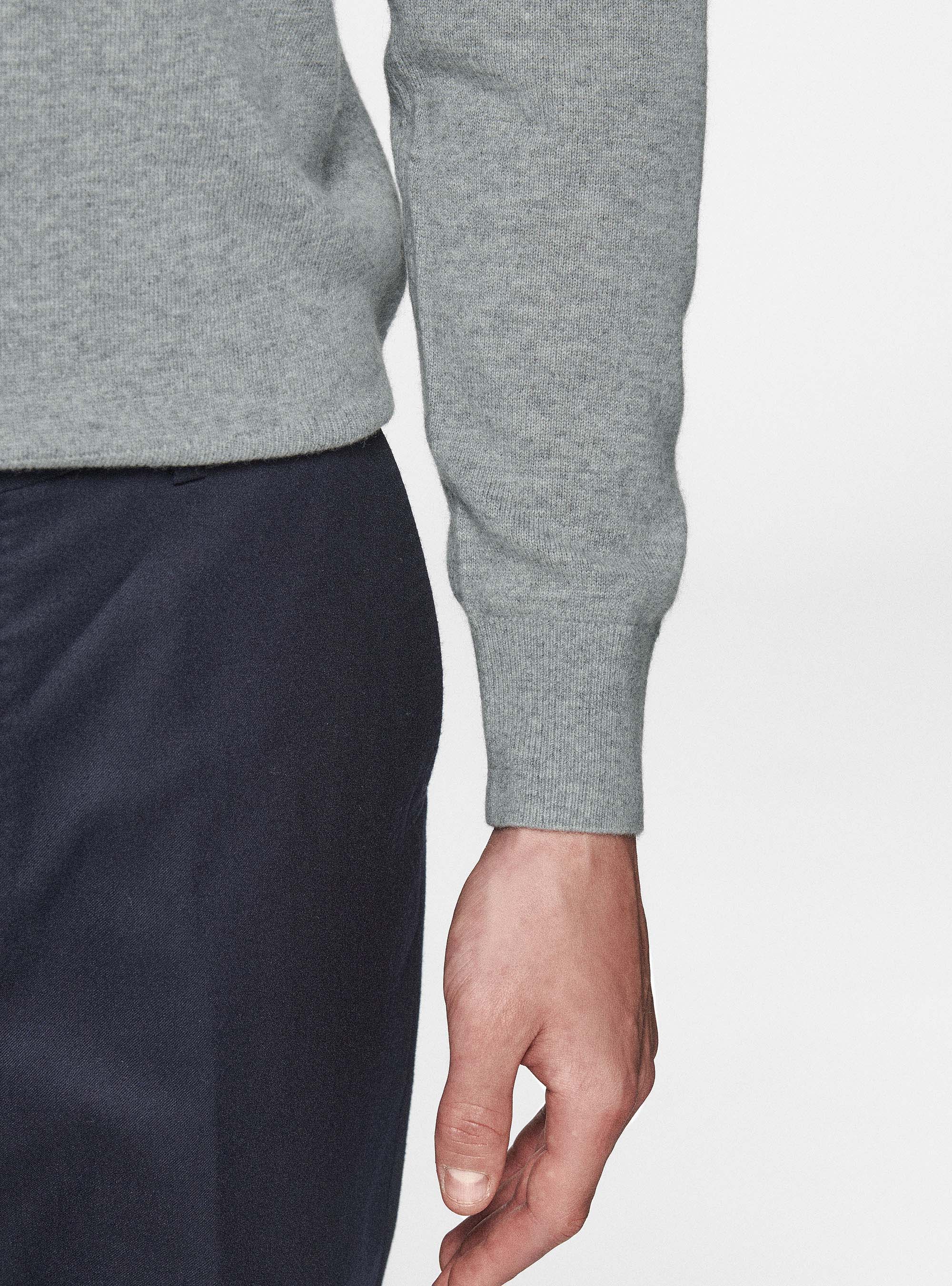 Maglia girocollo in lambswool e cashmere, GRIGIO MELANGE 0151C