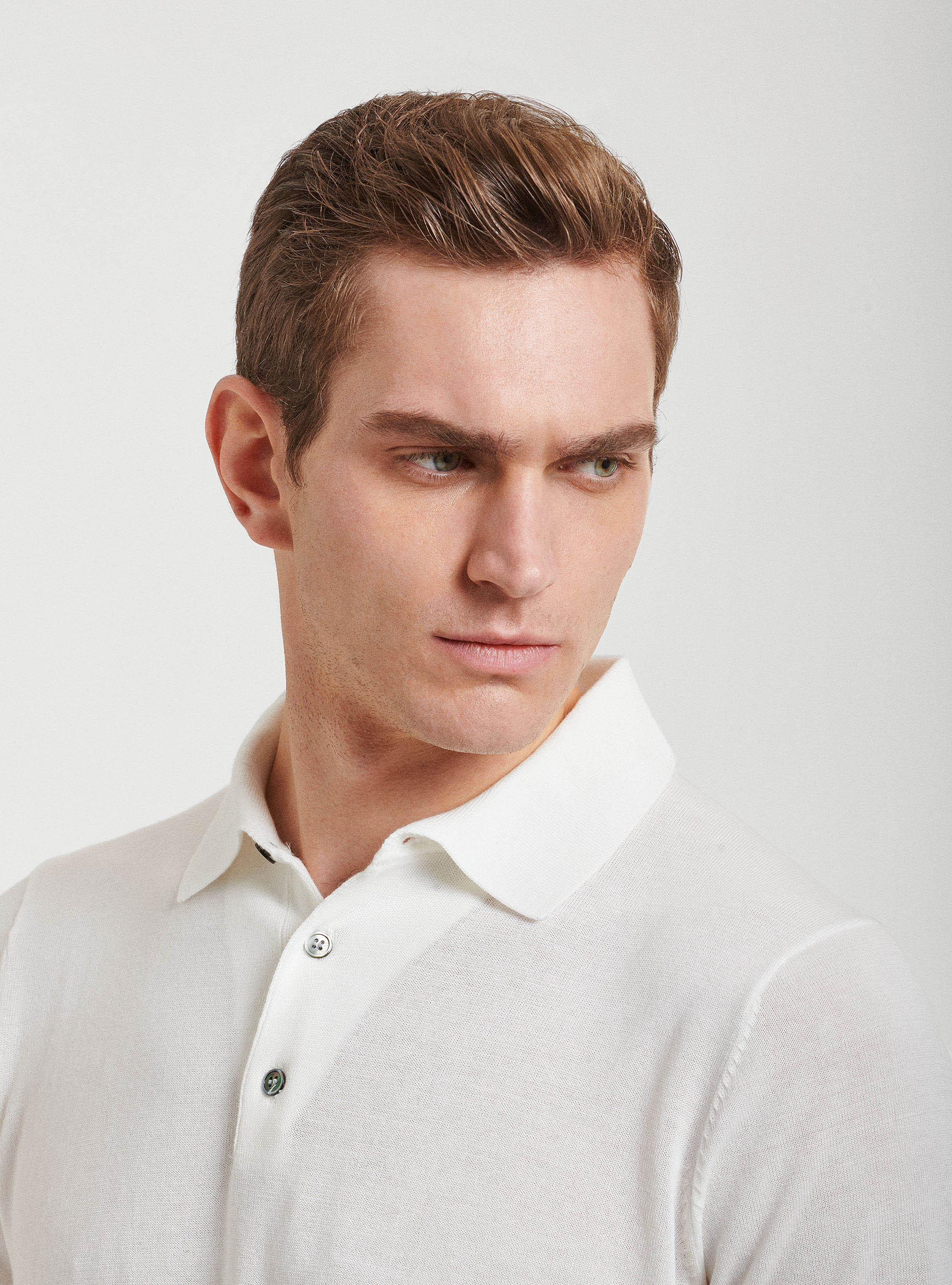 Polo in maglia in puro cotone extrafine, BIANCO