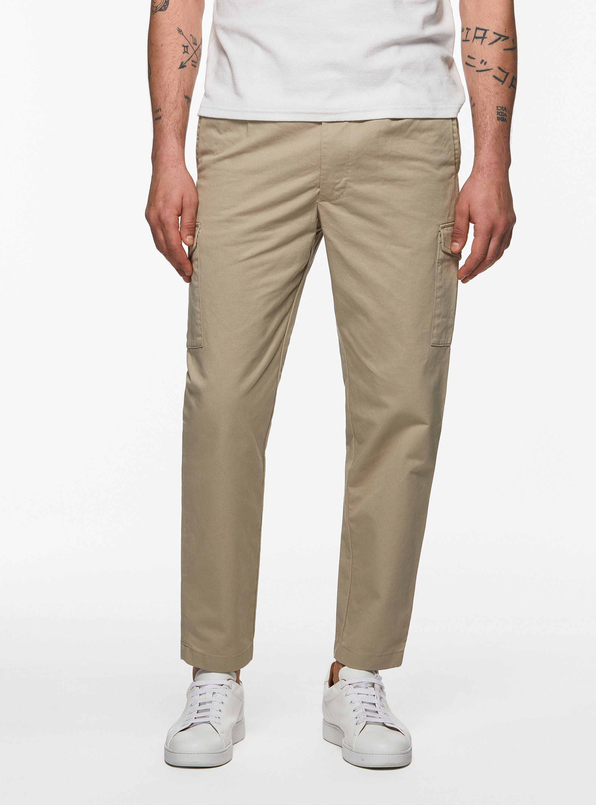 Pantaloni cargo in twill, SABBIA