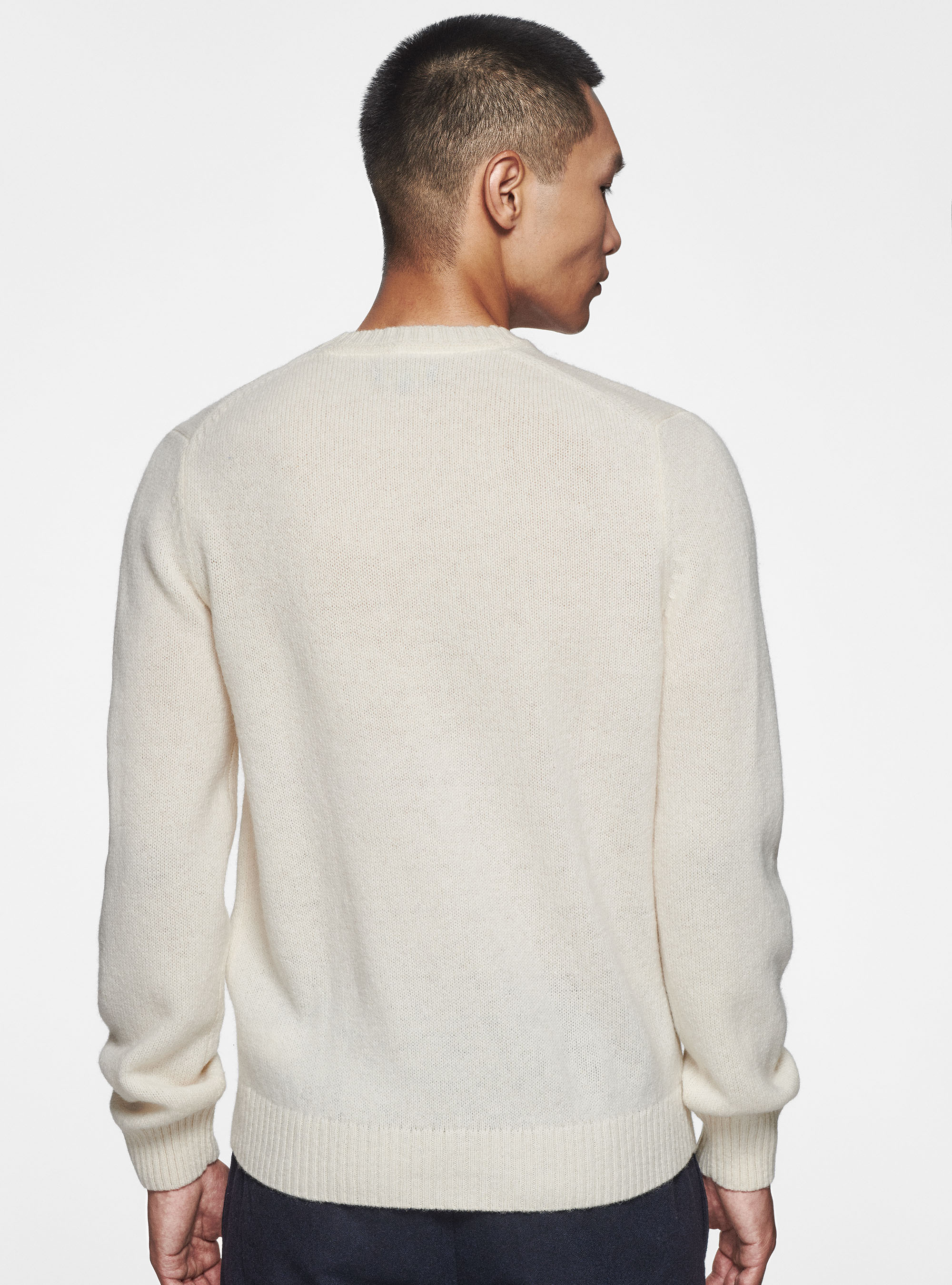 Maglia girocollo in lana shetland, BIANCO