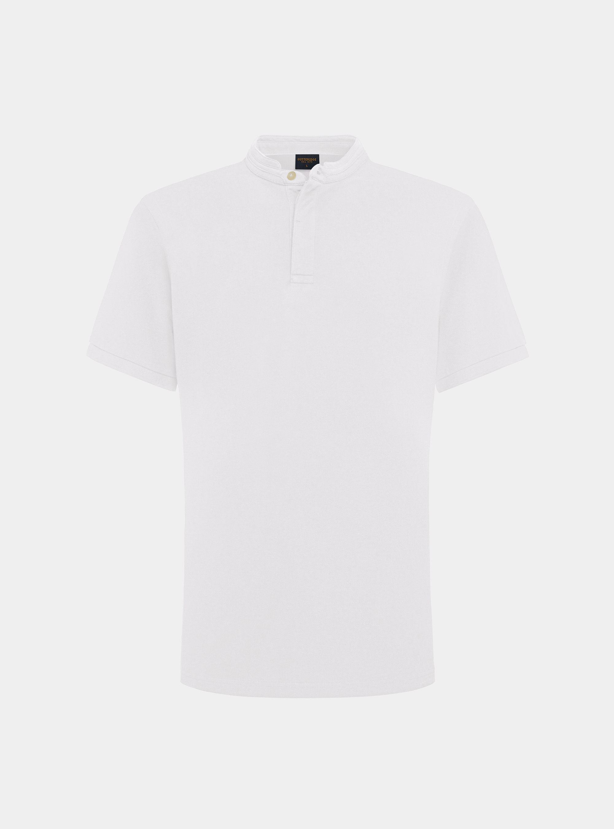 Polo coreana in piquet, BIANCO