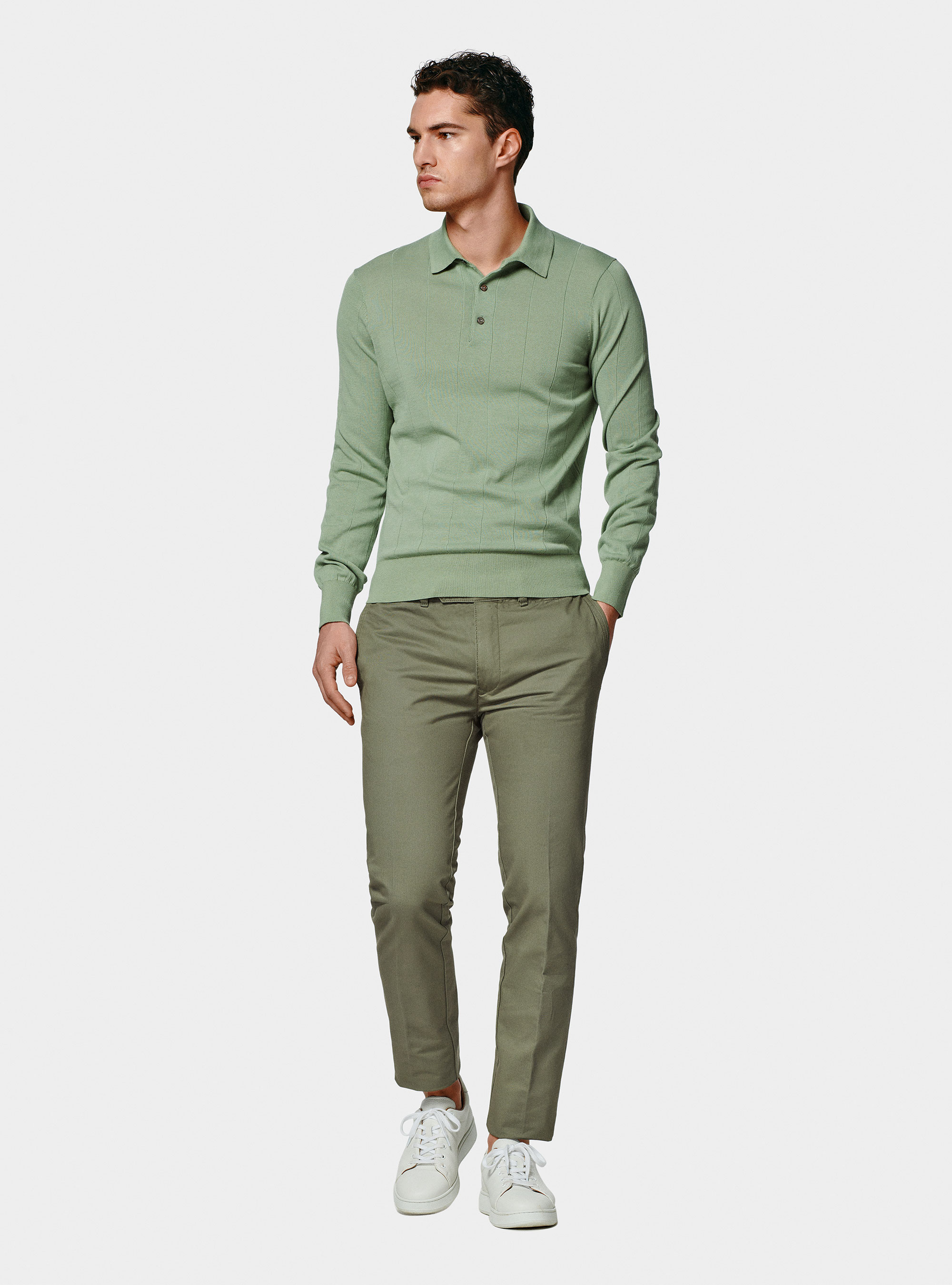 Polo in maglia manica lunga, SALVIA 0602C