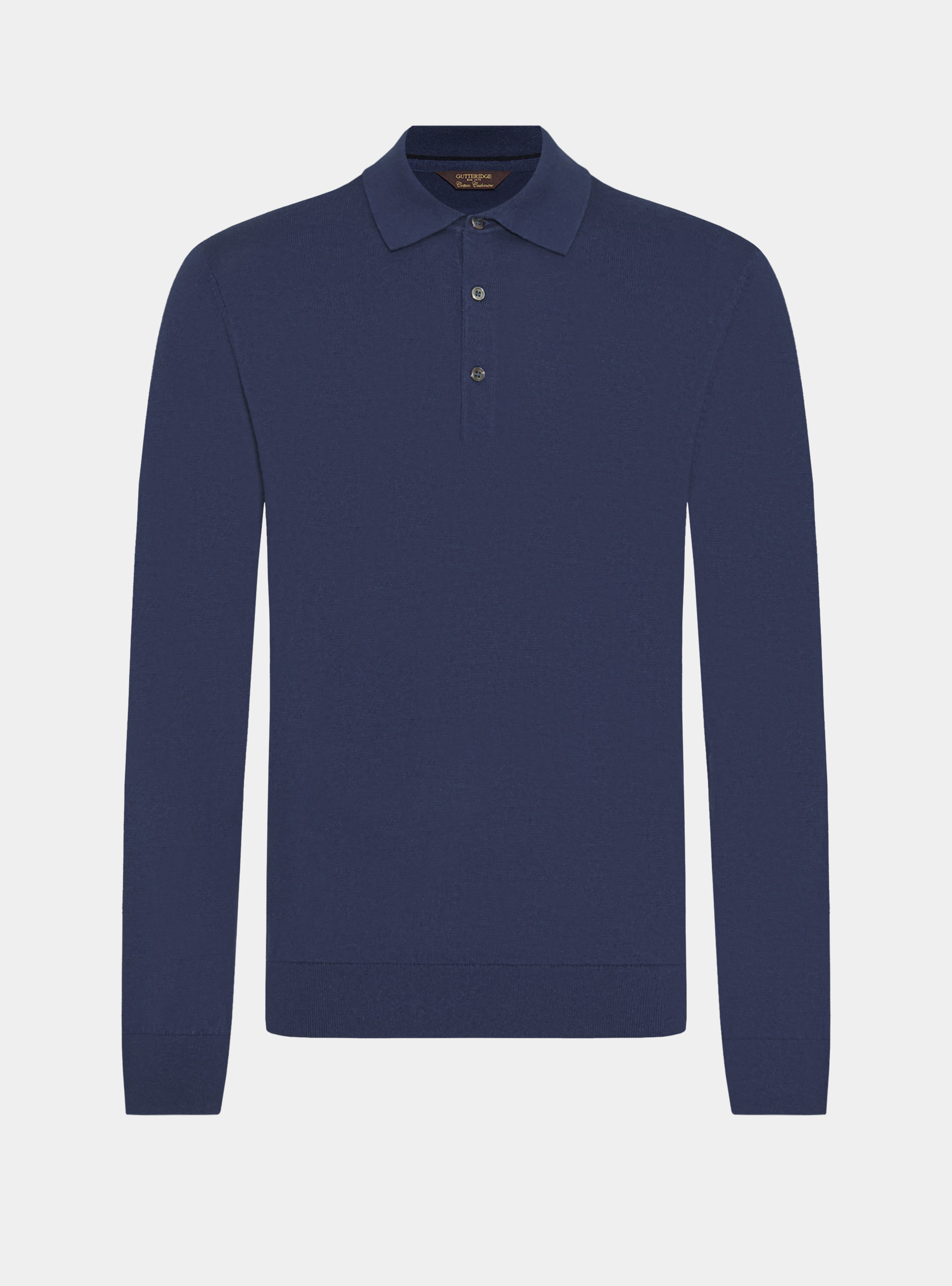 Polo in maglia di cotone e cashmere, INCHIOSTRO