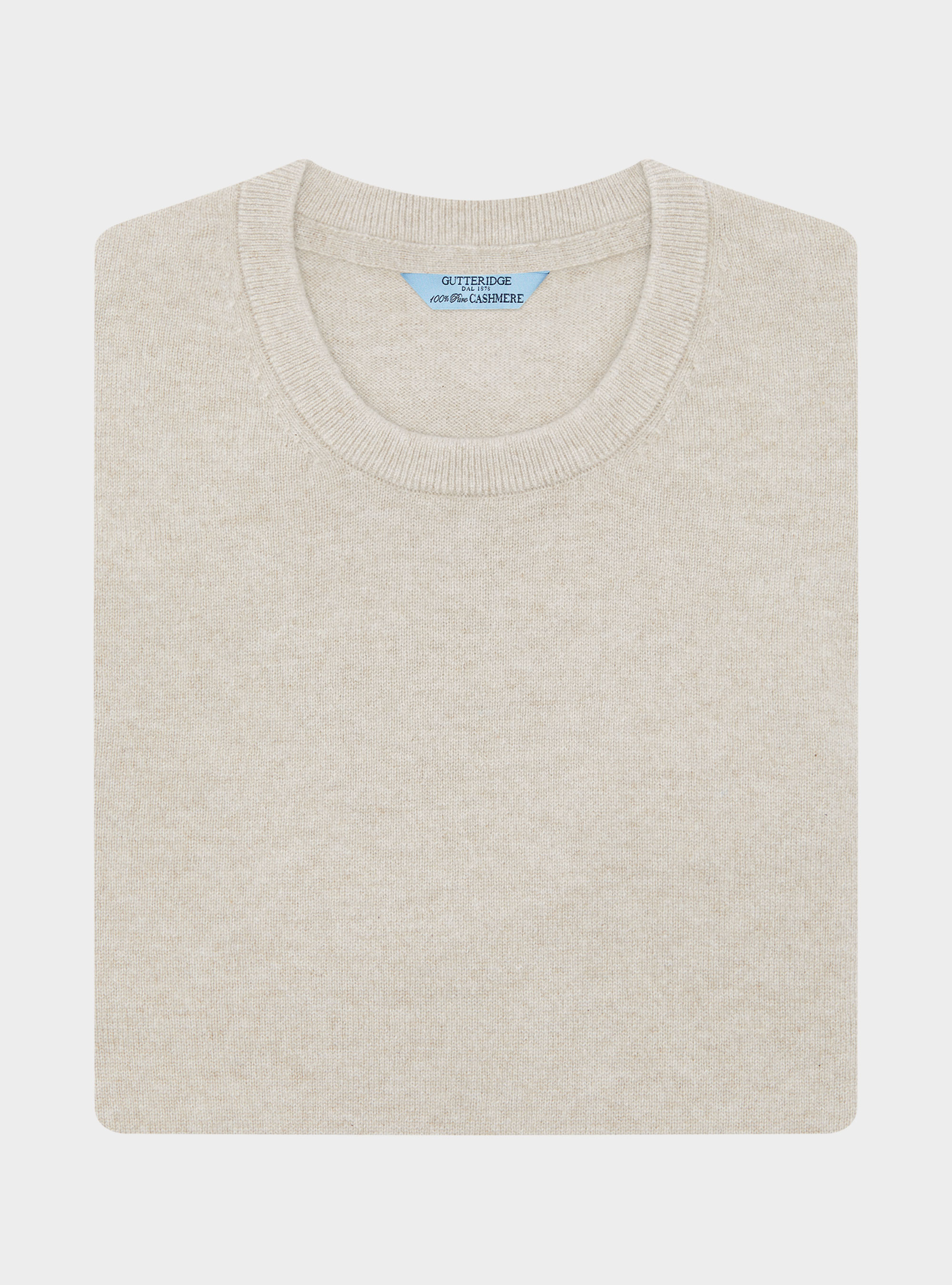 Maglia girocollo in 100% cashmere, ECRU