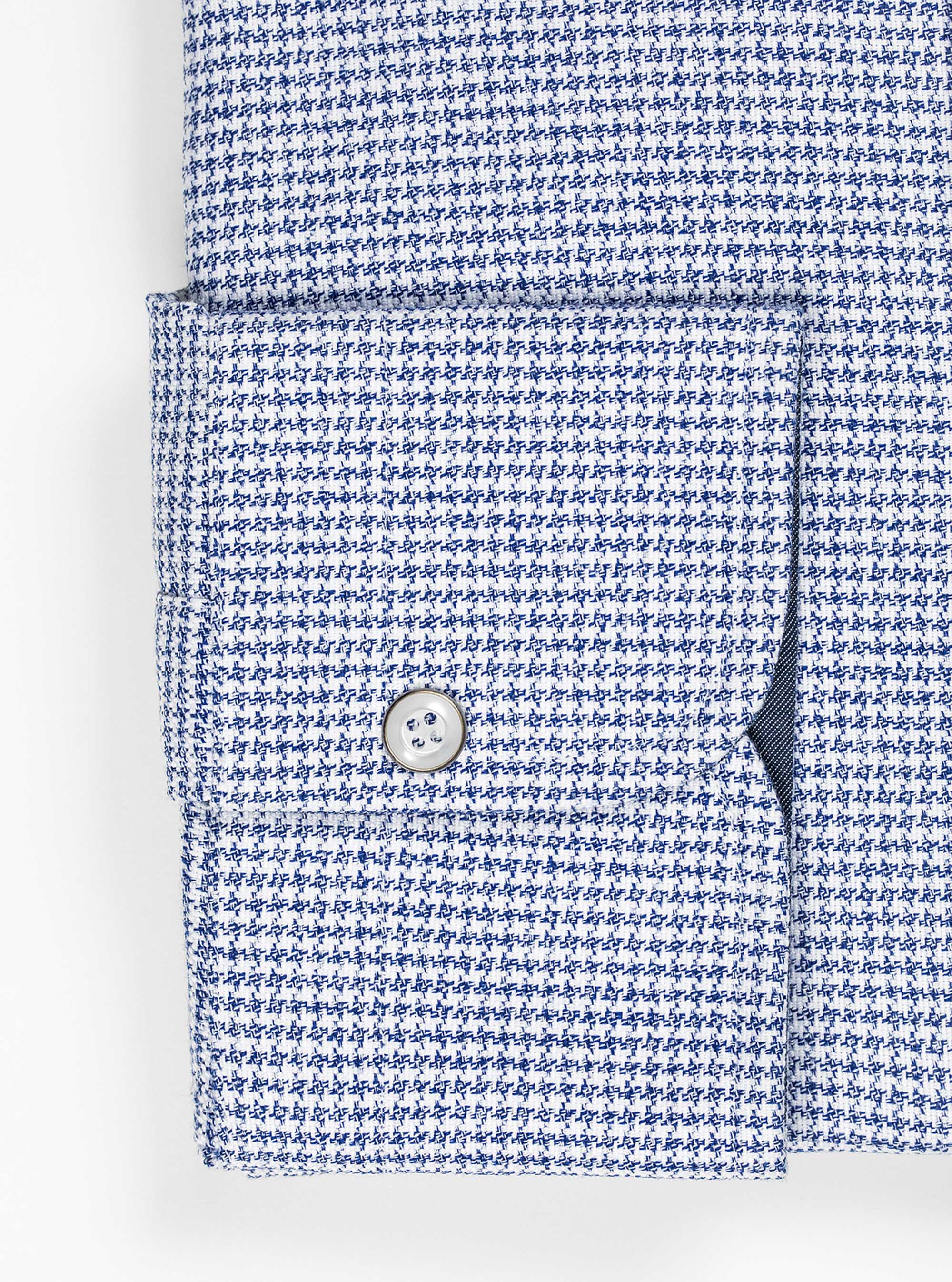 Chemise &agrave; col fran&ccedil;ais en coton tricot&eacute;, BLEU
