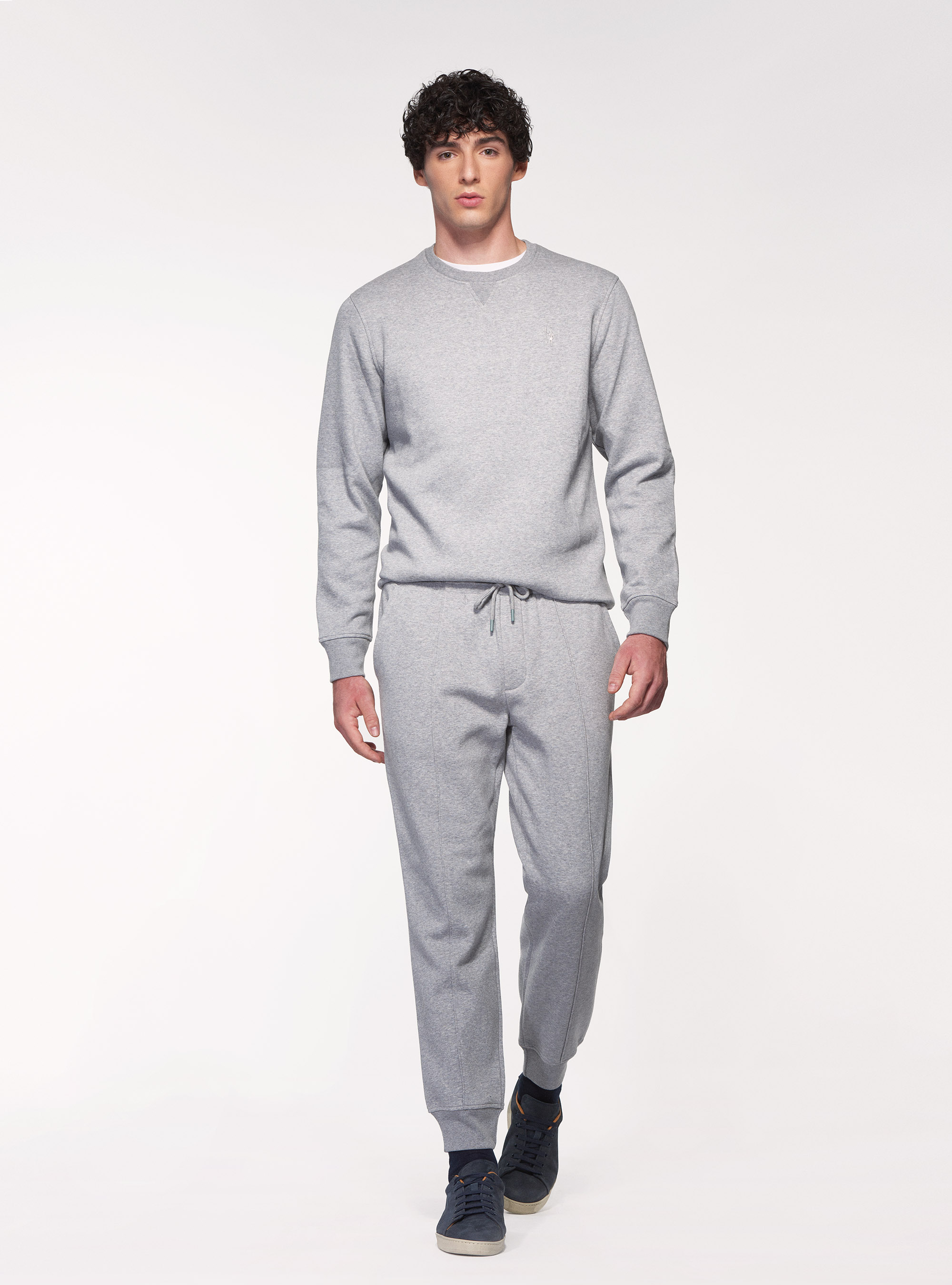 Felpa girocollo in misto cotone, GRIGIO CHIARO MELANGE