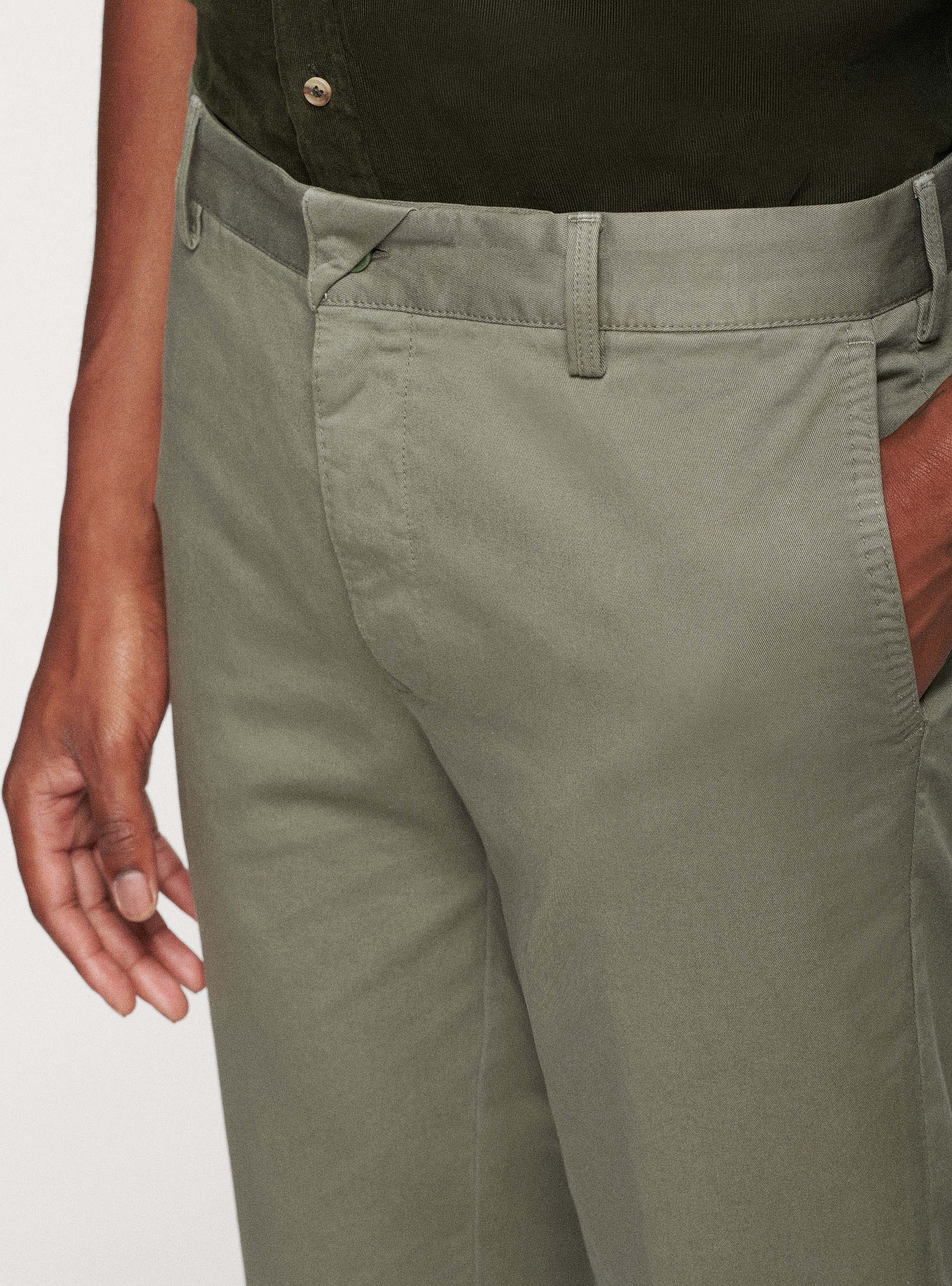 Pantaloni in twill stretch, SALVIA 0602C