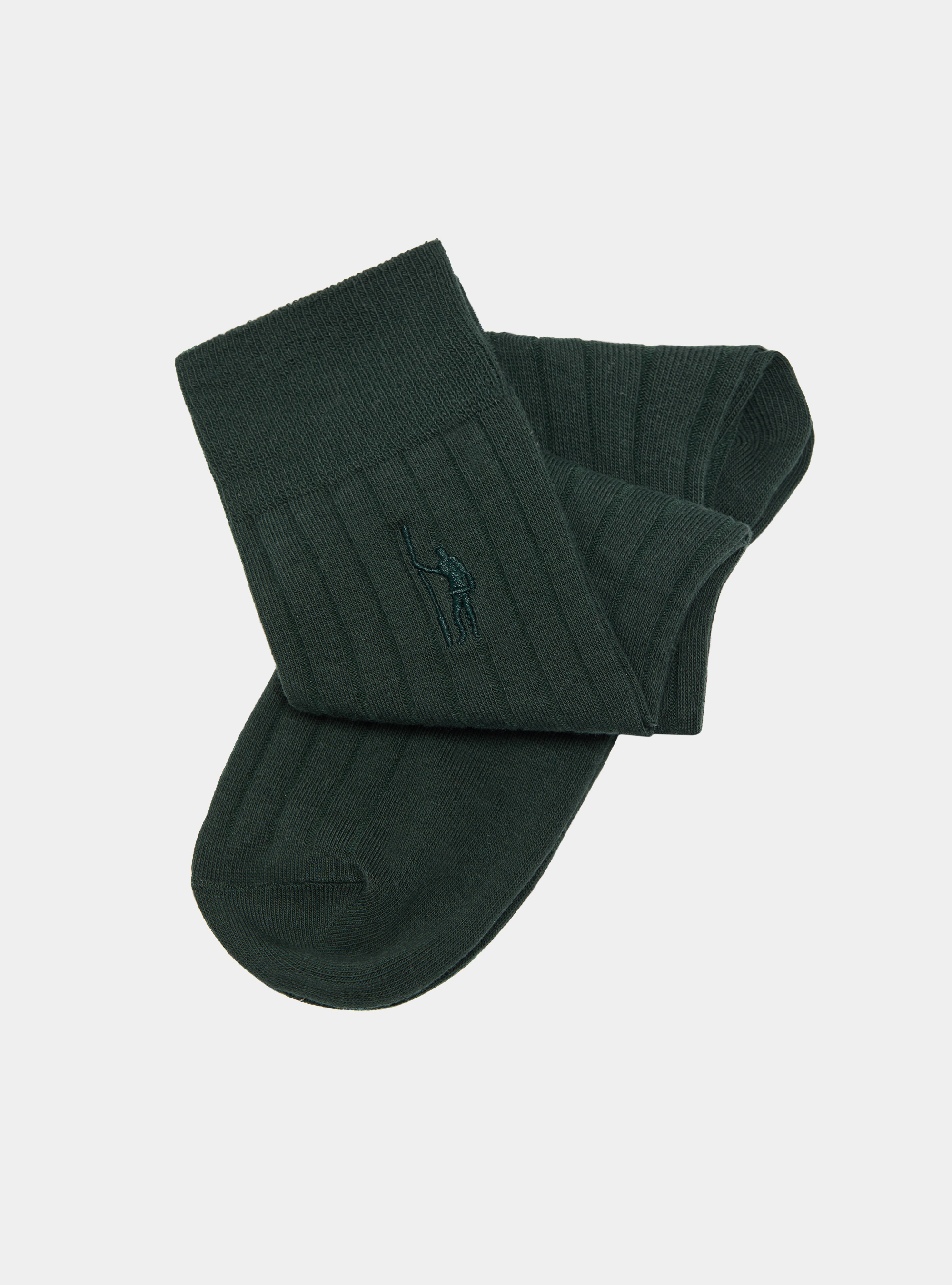 Calcetines de canalé con bordado, VERDE