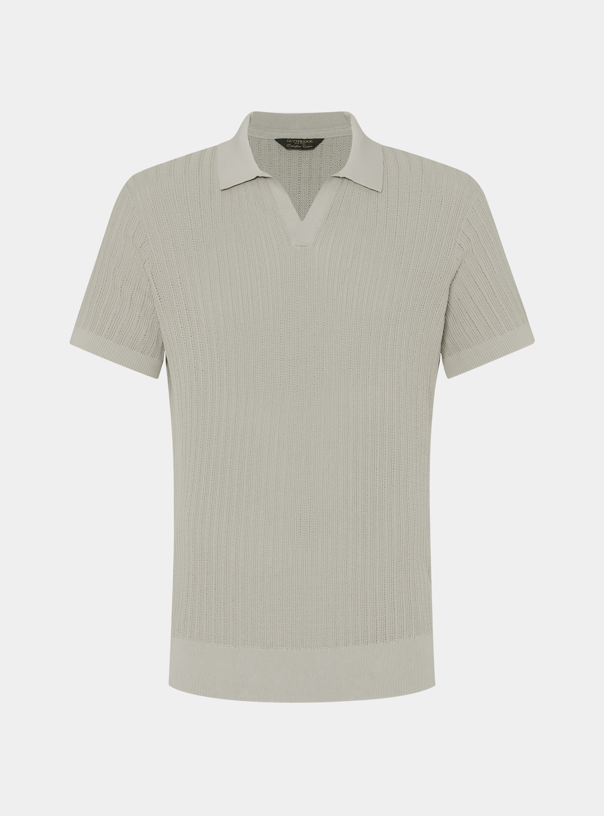 Polo in maglia traforata senza bottoni in cotone extrafine, SABBIA