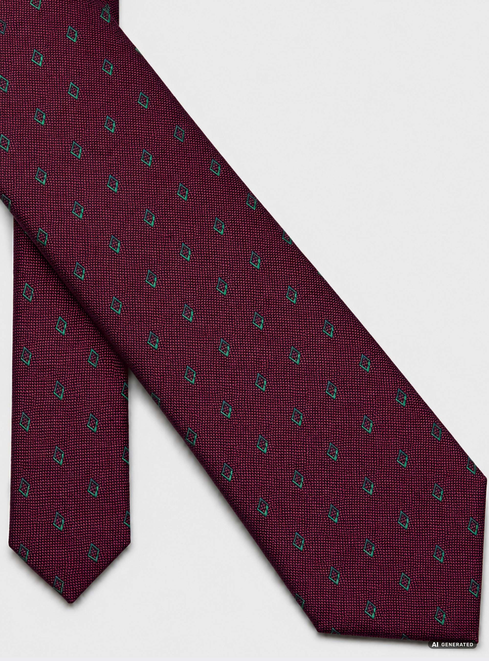 Cravatta in seta jacquard con microfantasia rombi, BORDEAUX 0311C