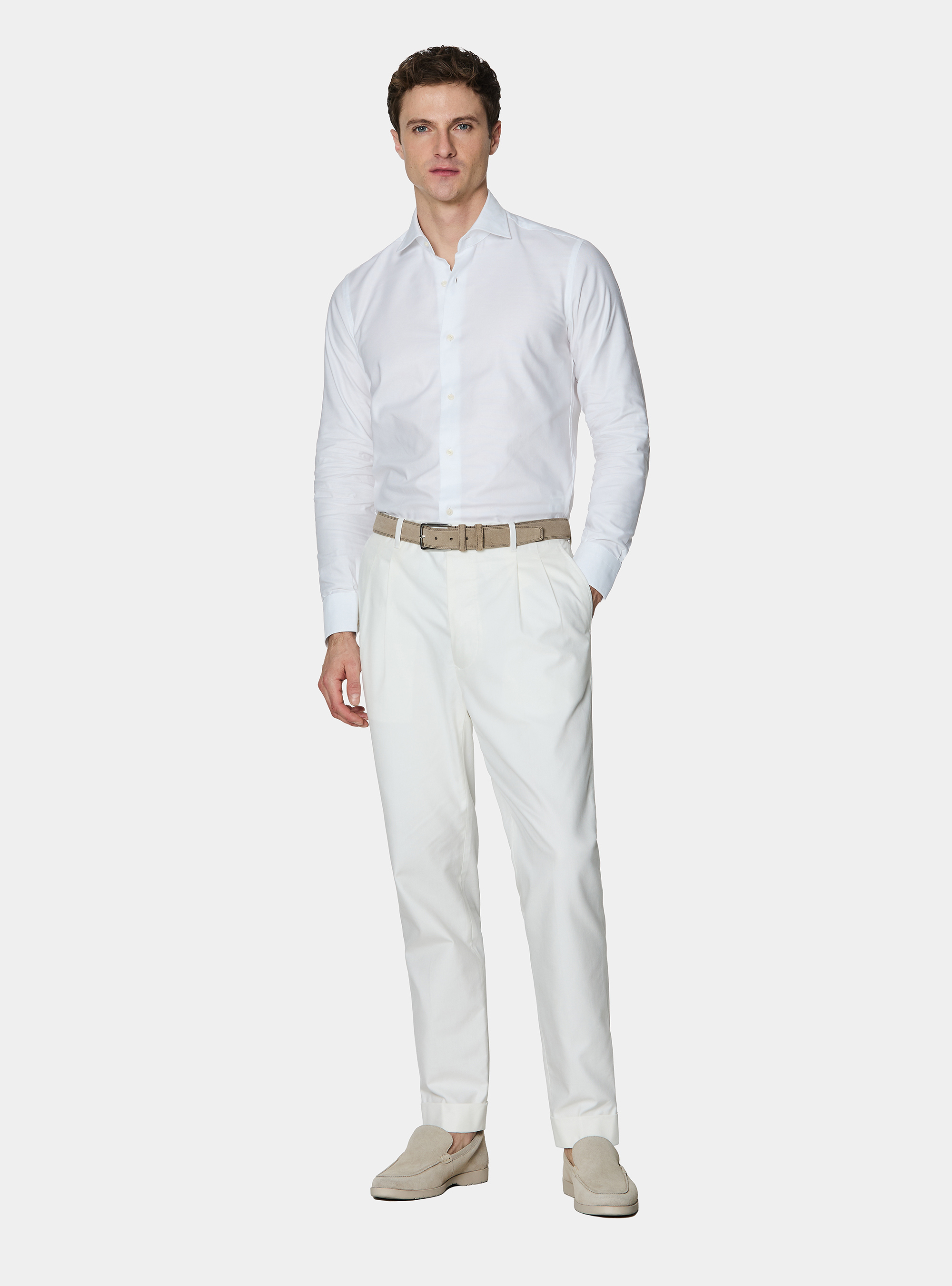 Baumwollhemd fil a fil, BIANCO 0099C