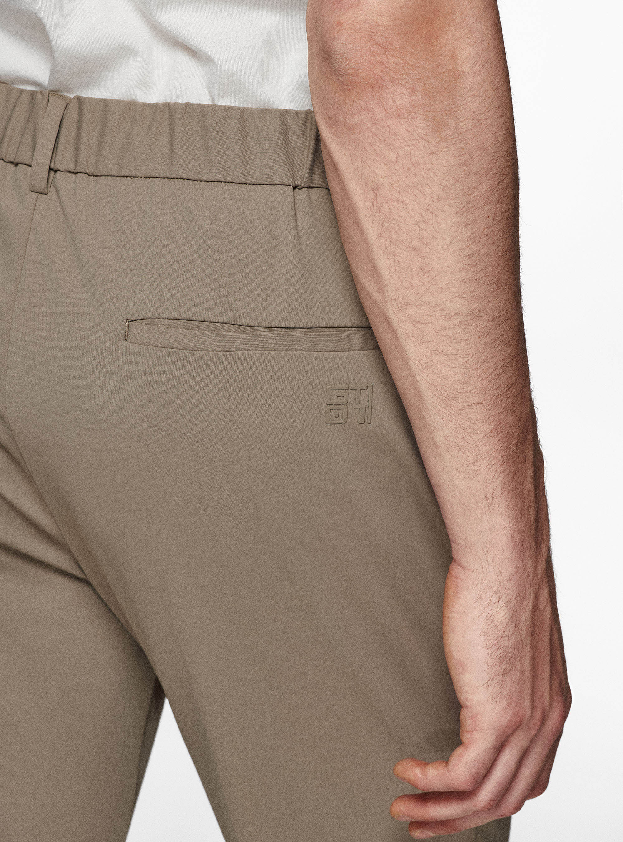 GT01 trousers in stretch nylon, MUD