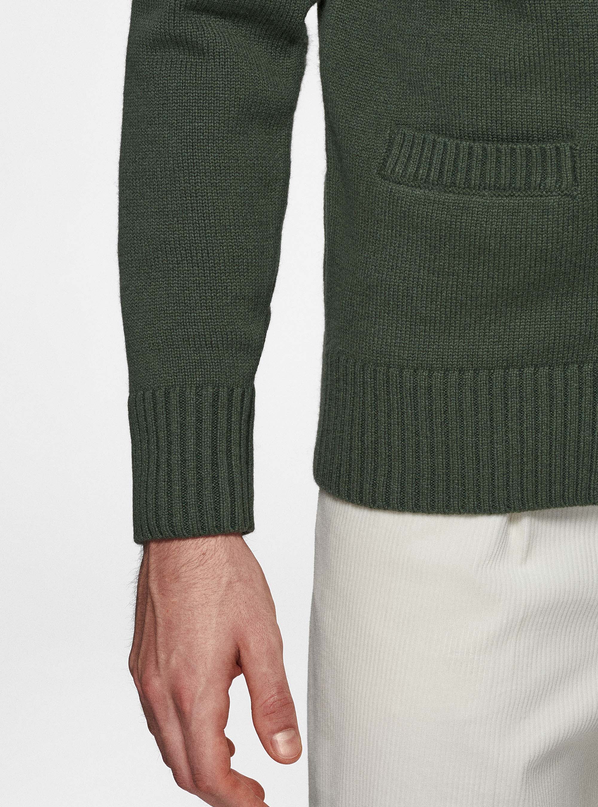 Cardigan in maglia in lambswool, MILITARE 0609C
