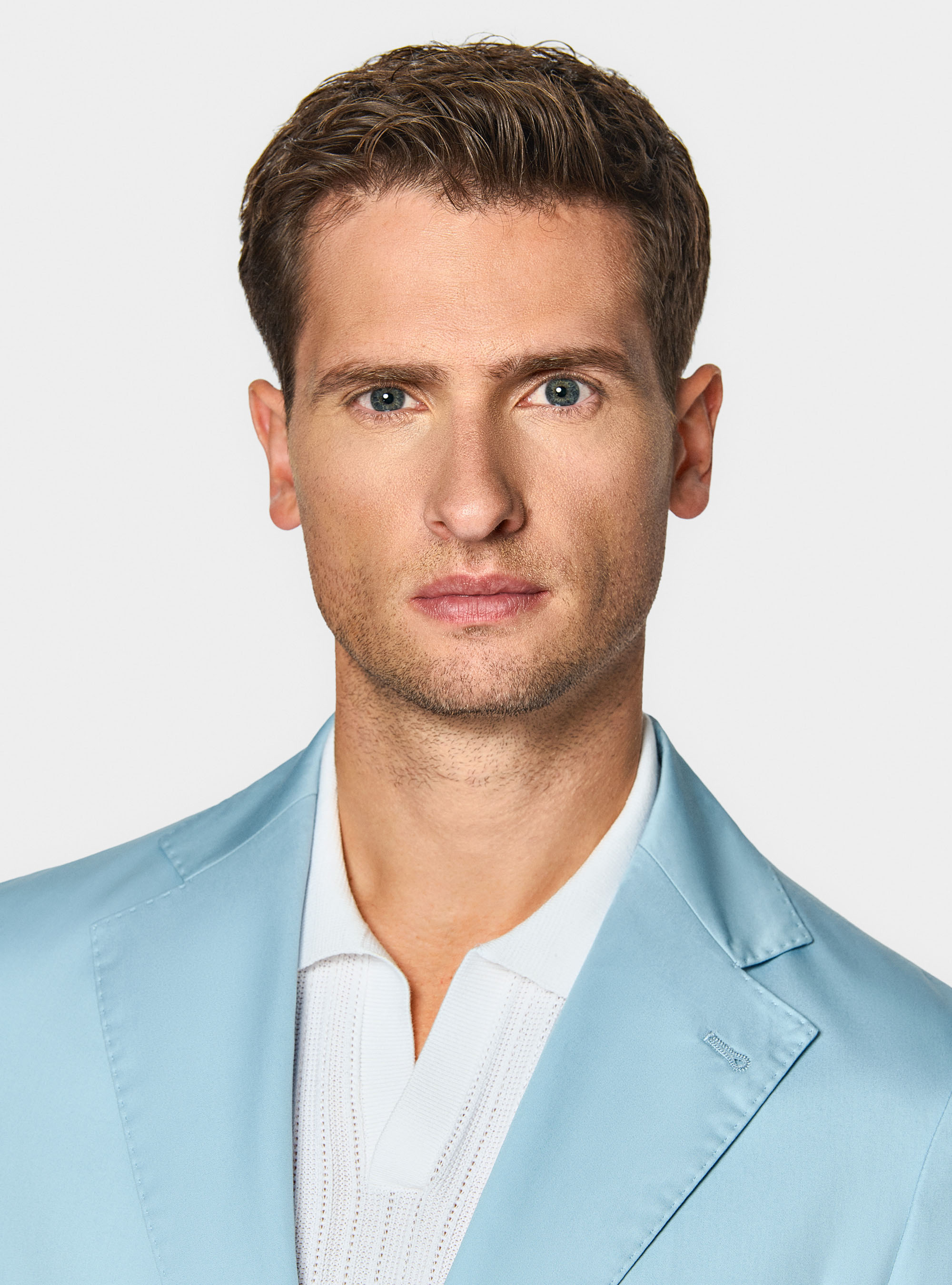 Cotton poplin blazer, LIGHT BLUE