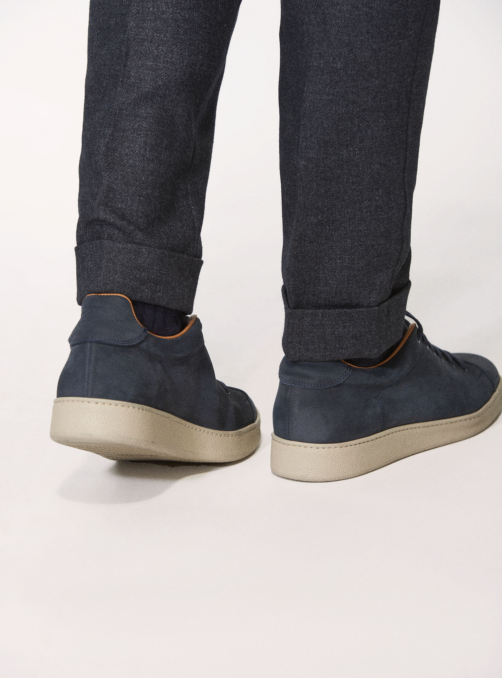 Pantaloni in flanella con doppia pince, ASFALTO