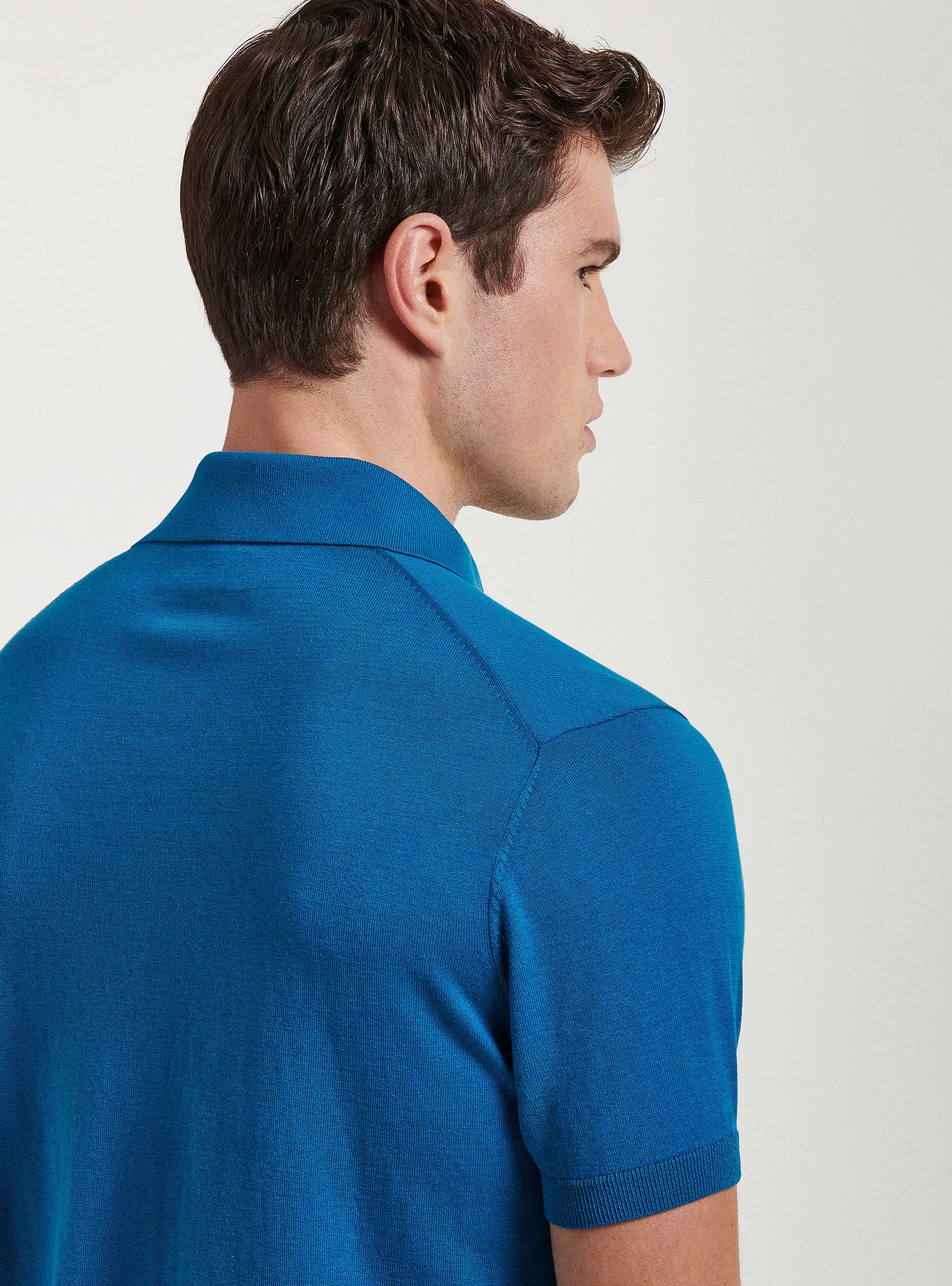 Silk cotton polo shirt, PETROL