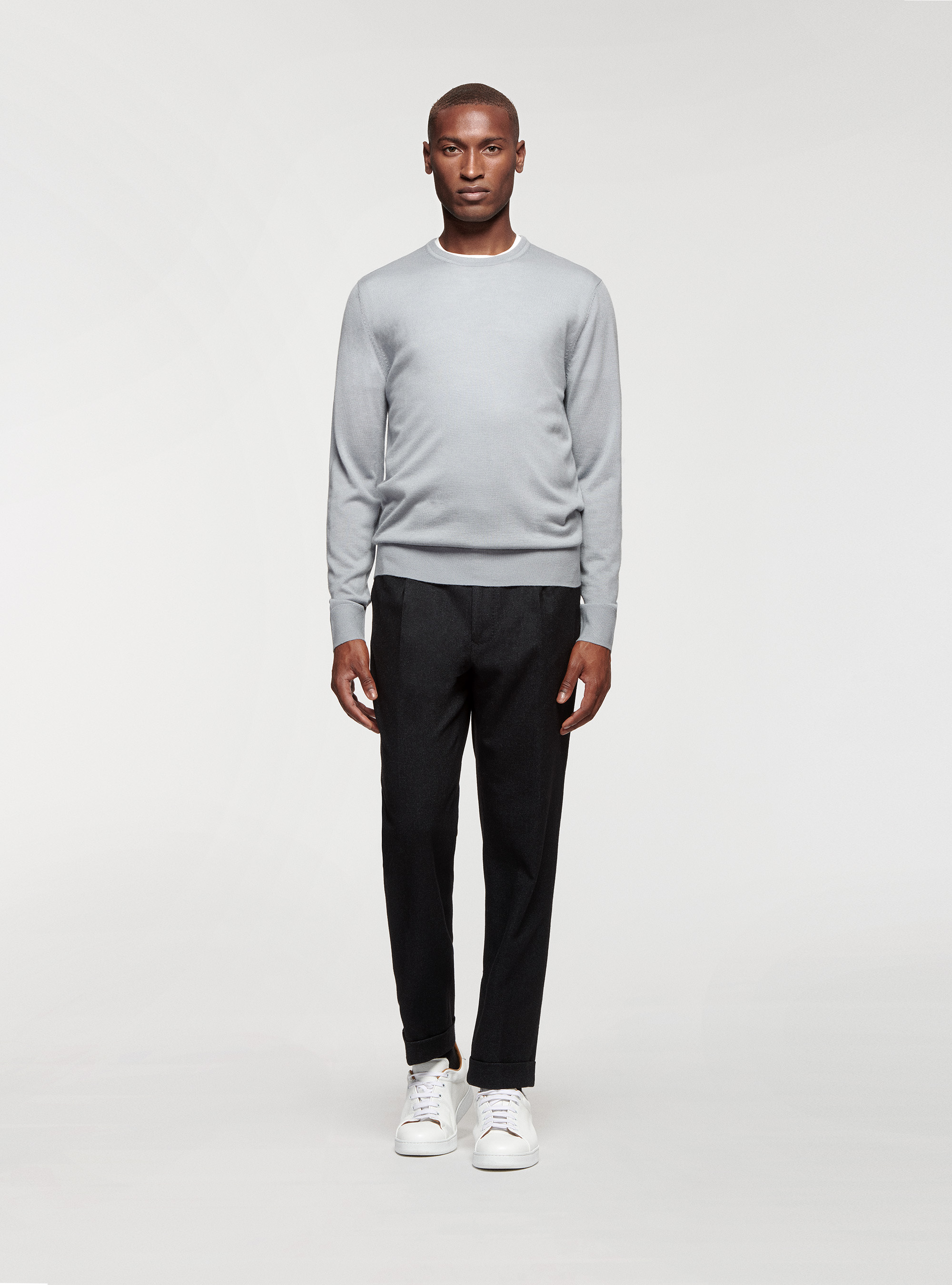 Maglia in pura lana merino, GRIGIO CHIARO 0256C