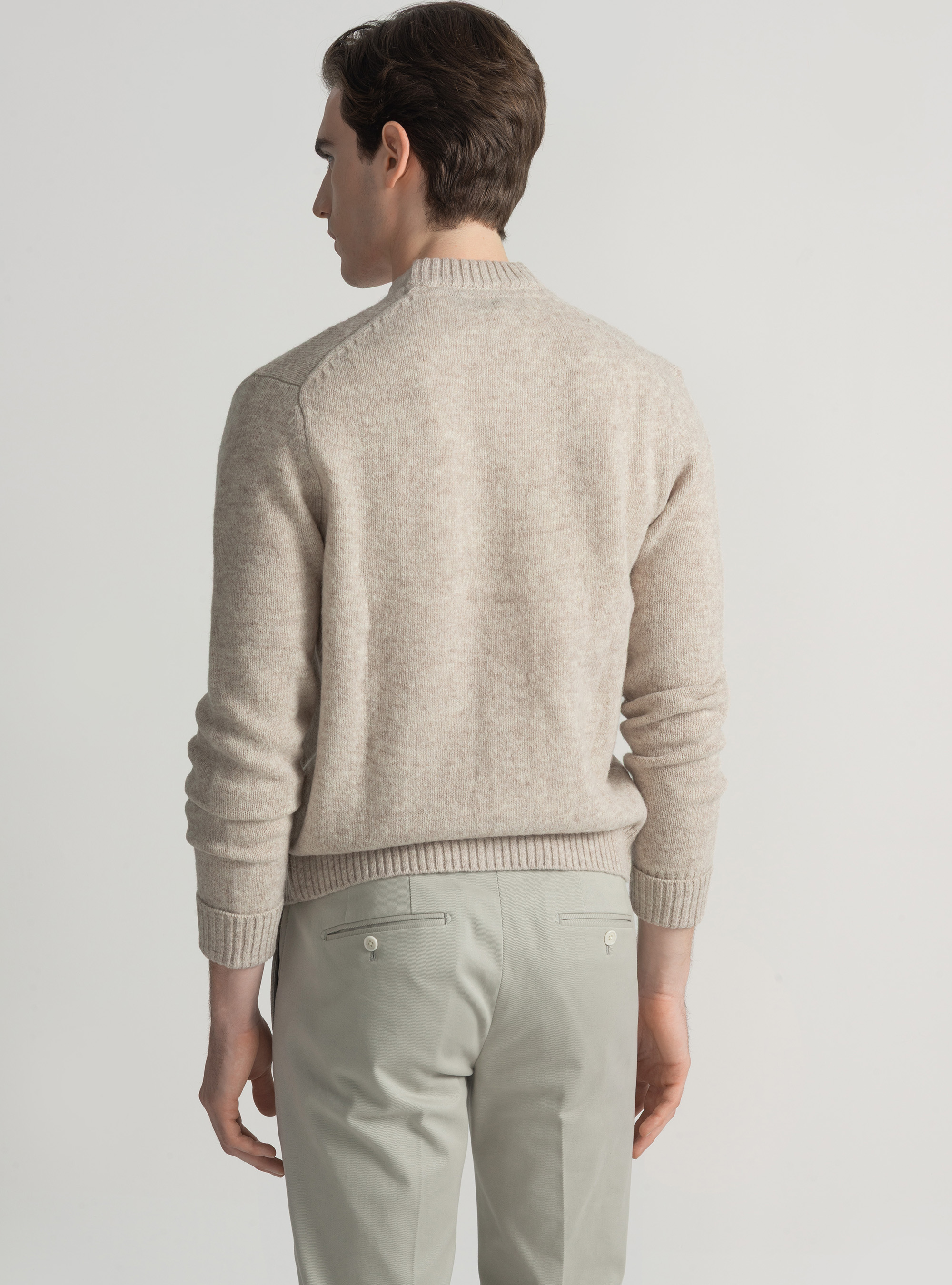 Cardigan in maglia di lana shetland, ECRU