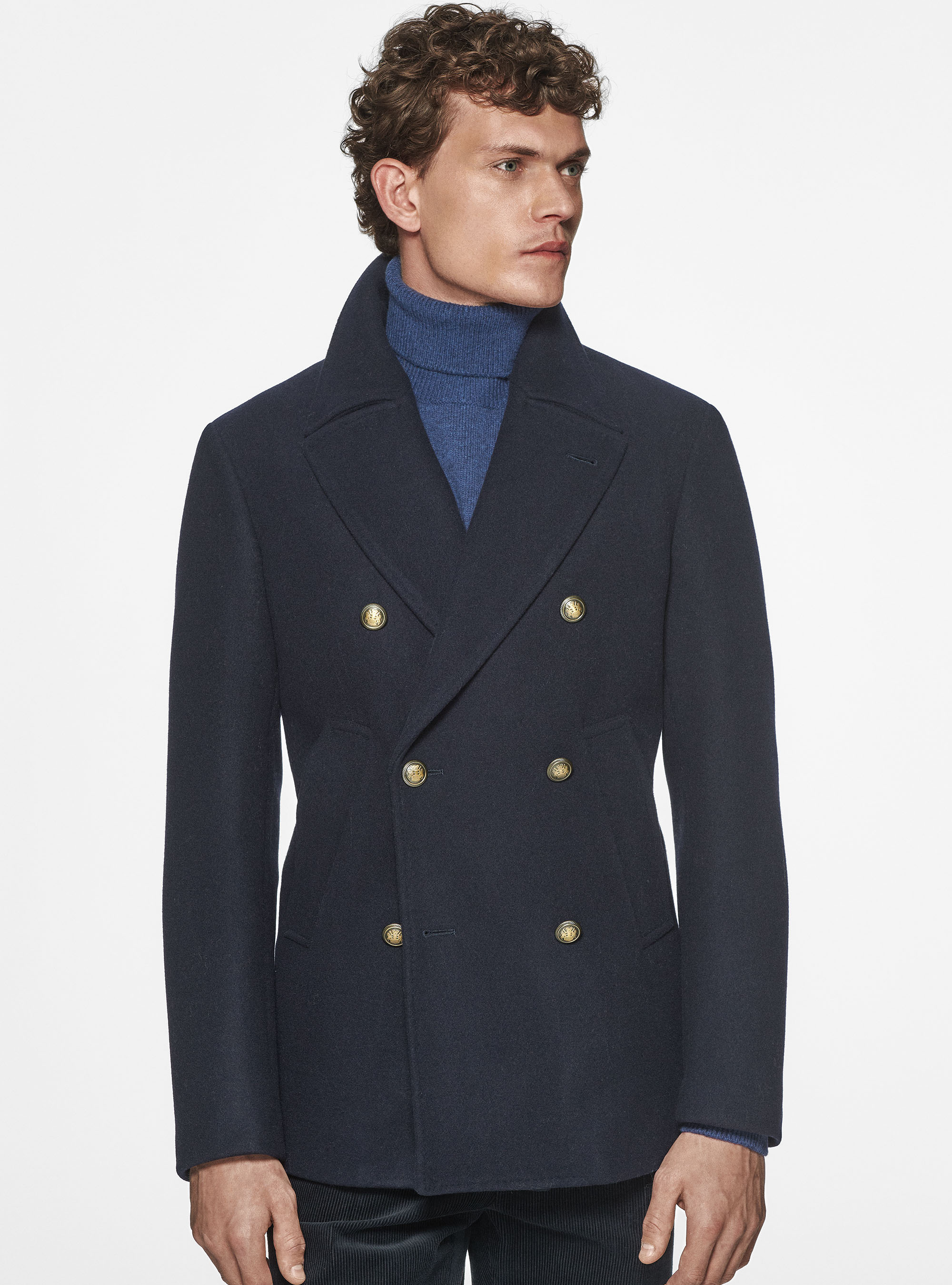 Peacoat in misto lana, BLU NAVY
