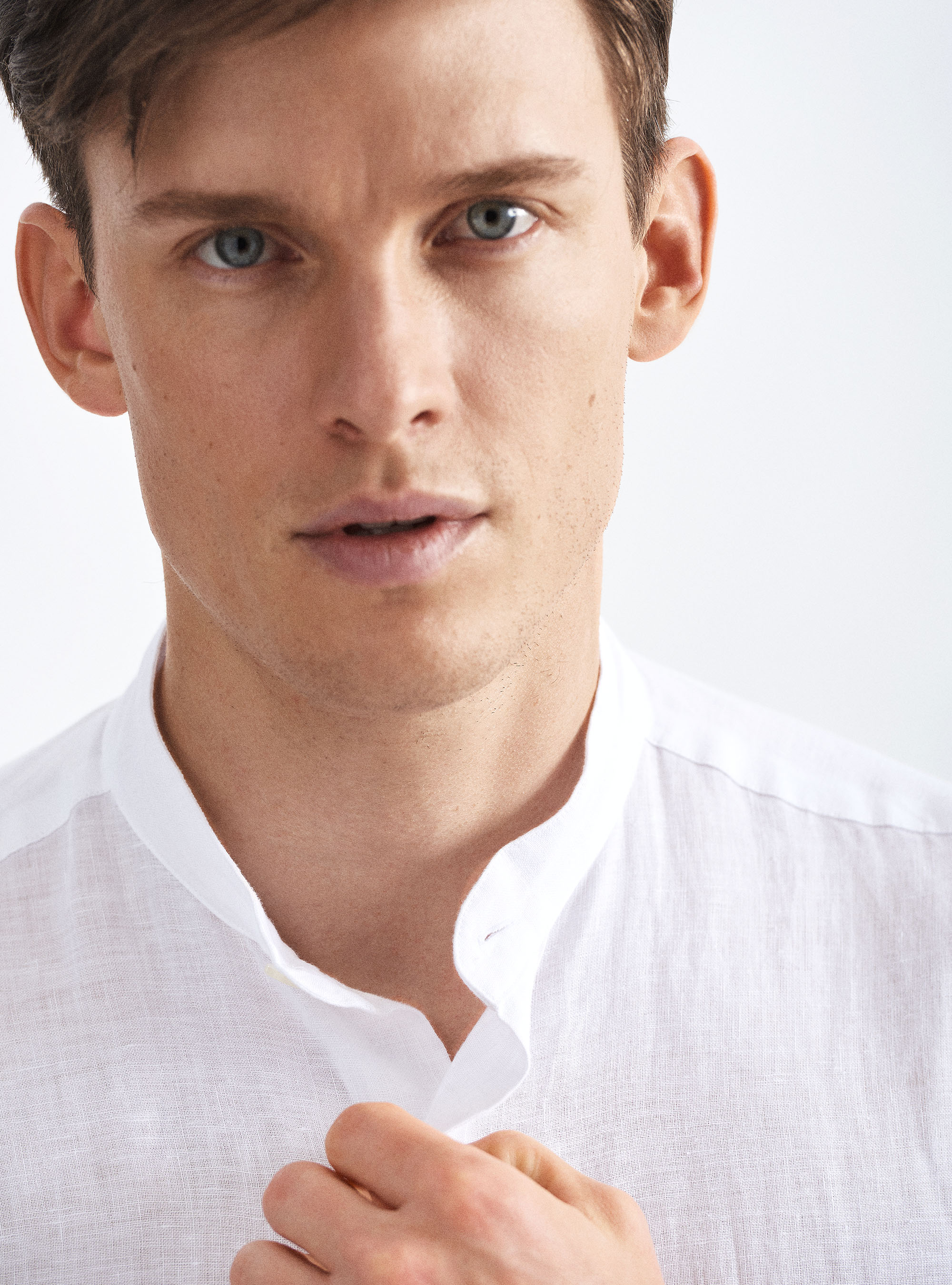 Chemise cor&eacute;enne en pur lin, BLANC