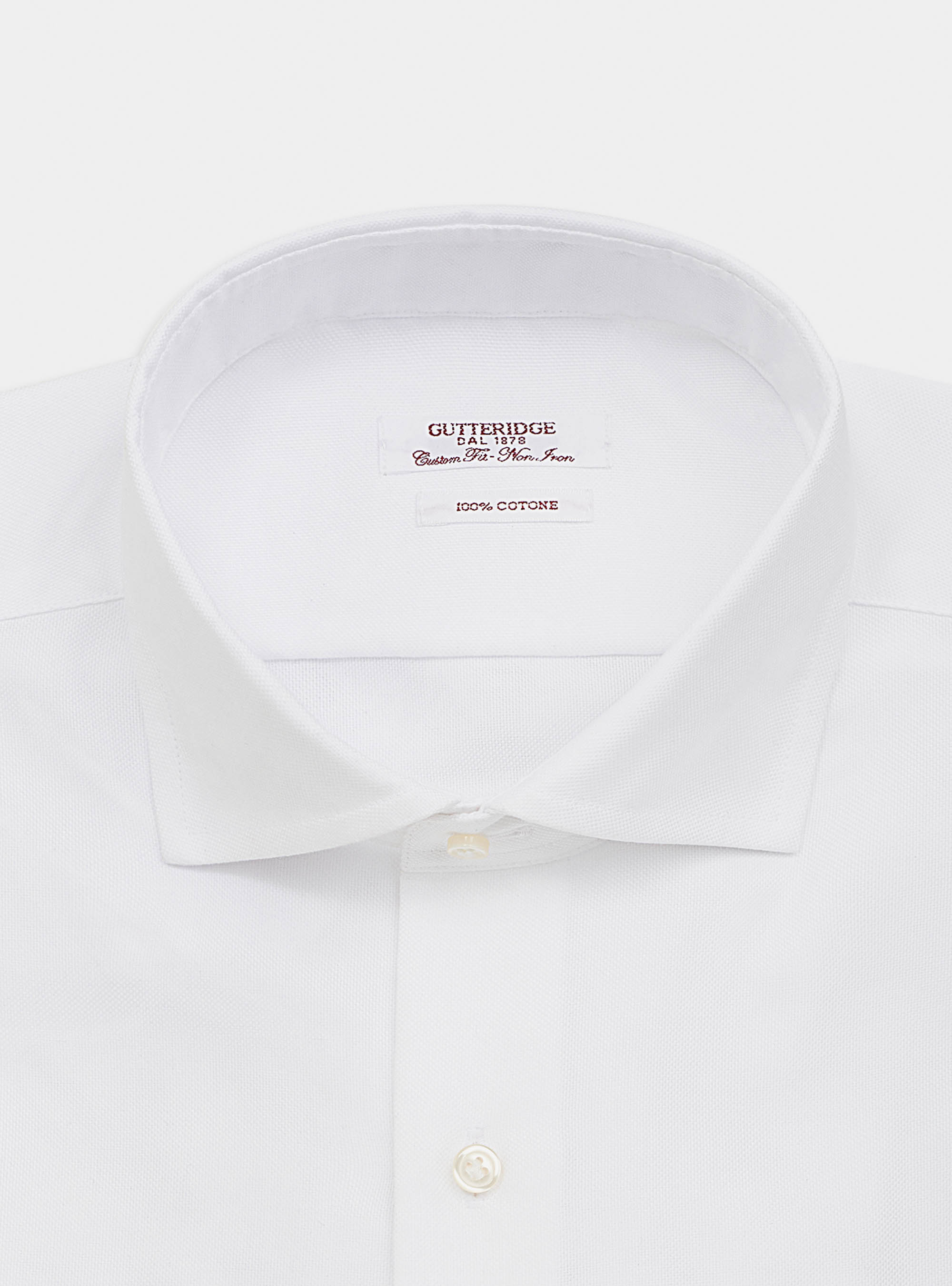 Camisa de algodón oxford personalizada sin planchar, BLANCO