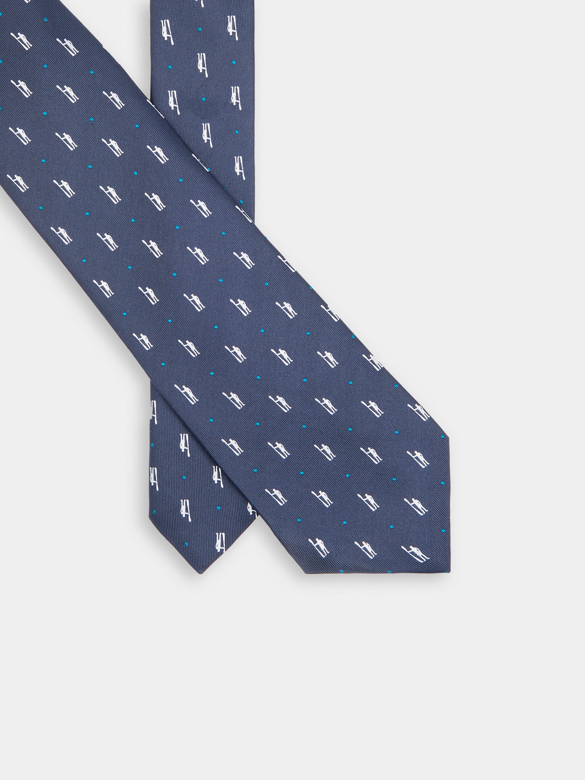 Cravatta in seta con logo, BLU NAVY