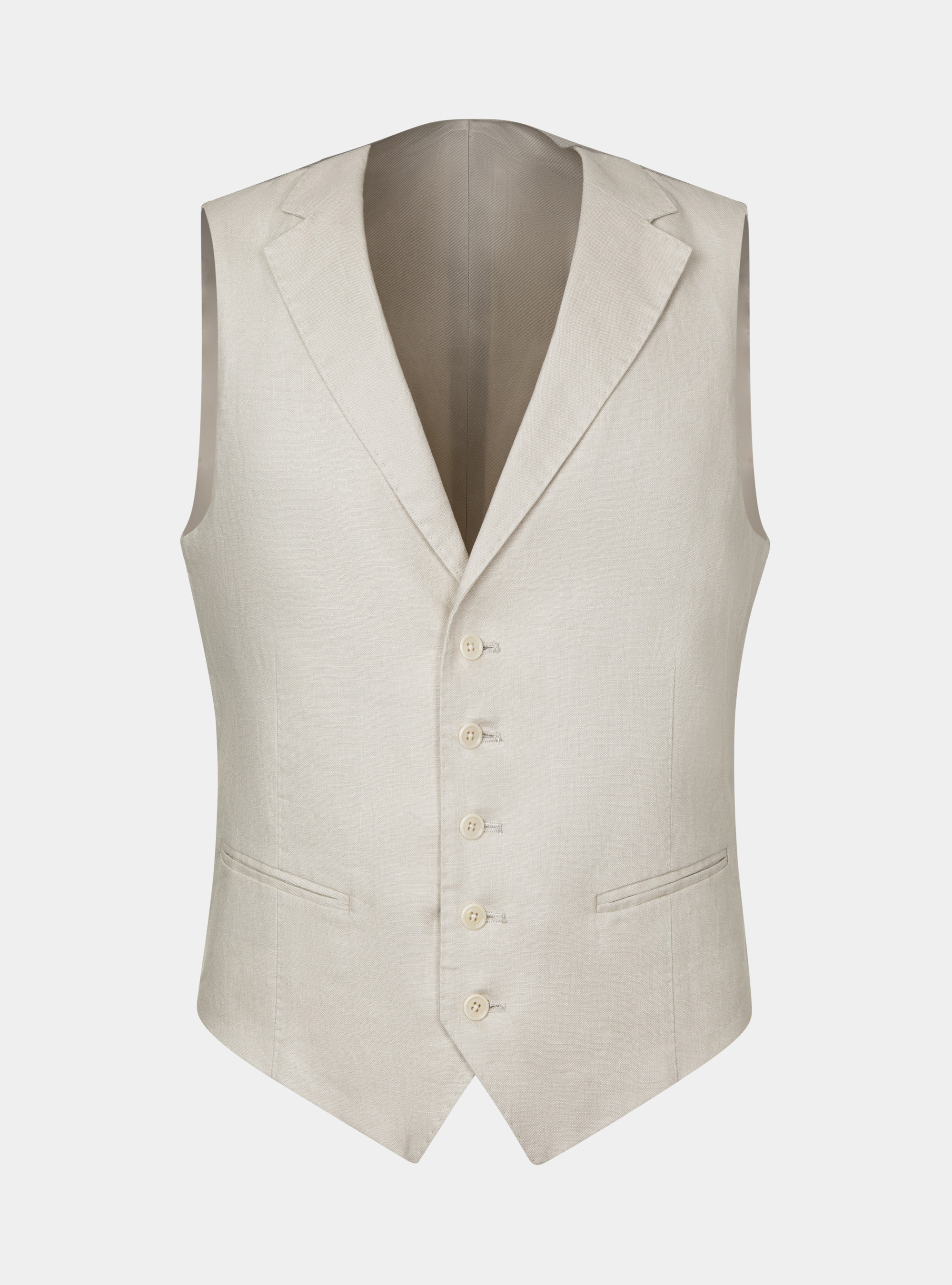 Pure linen single-breasted waistcoat with lapels Pure linen single-breasted waistcoat with lapels