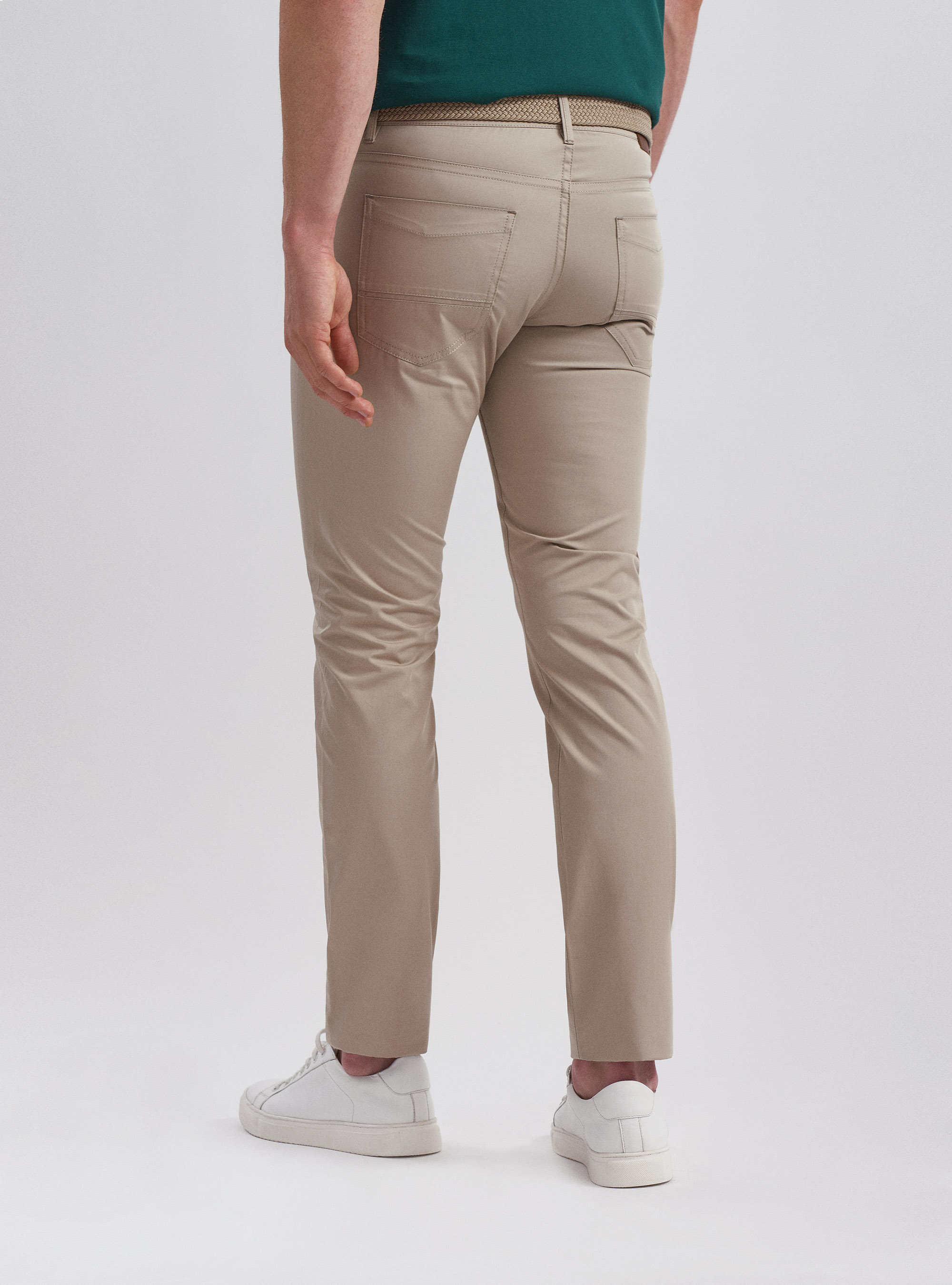 Pantaloni 5 tasche in twill di cotone leggero, SABBIA