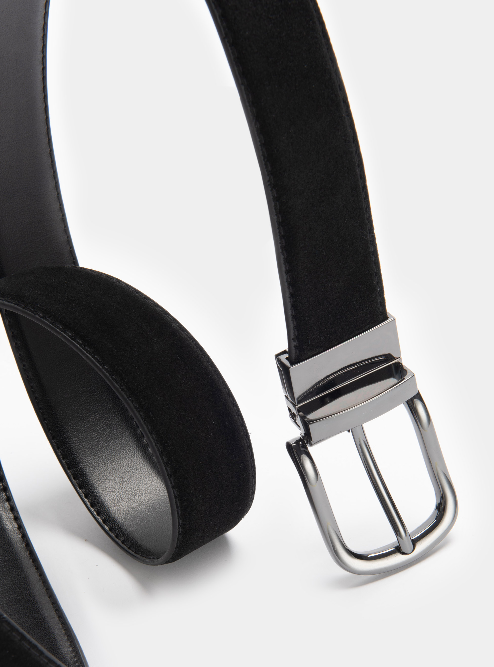 Cintura double face in suede, NERO