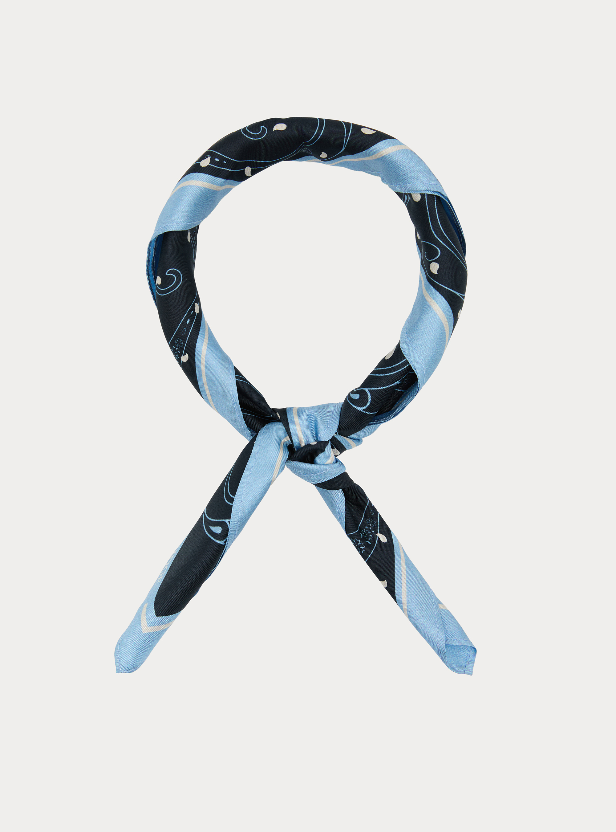 Foulard in seta stampata fantasia macro paisley, NAVY BLUE