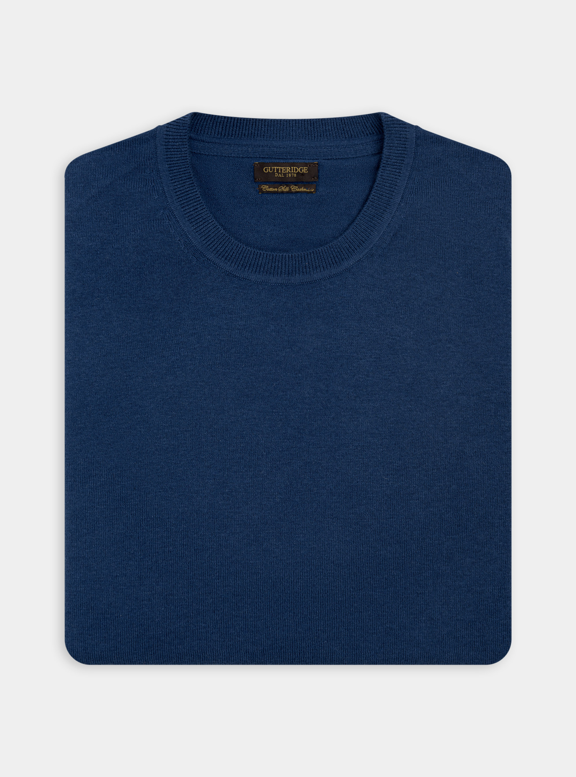 Maglia girocollo in cotone seta e cashmere, BLU ROYAL