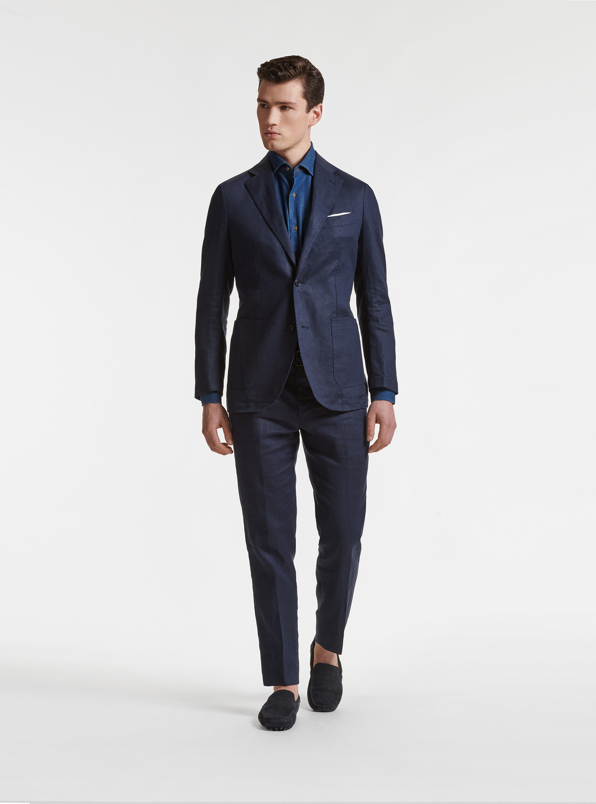 Anzugjacke aus reinem Leinen, NAVY 0218C