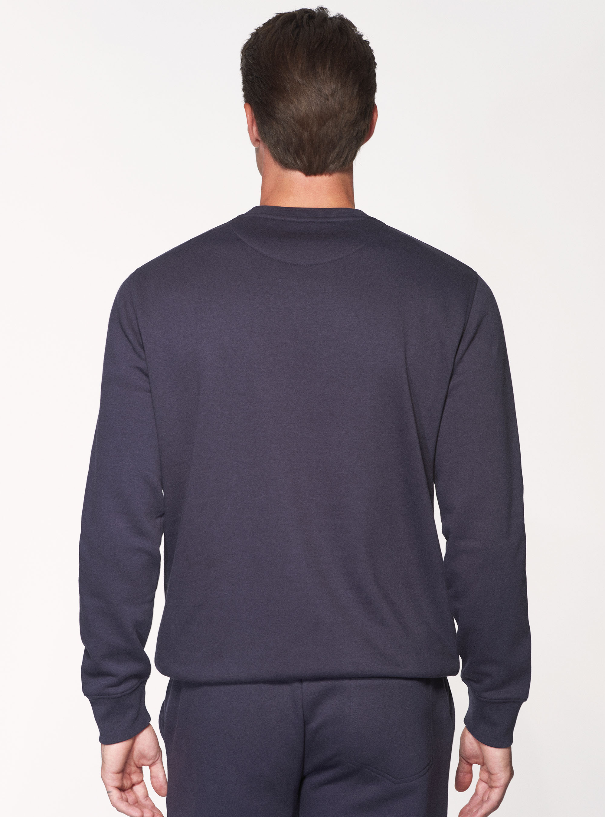 Felpa girocollo in misto cotone, BLU NAVY