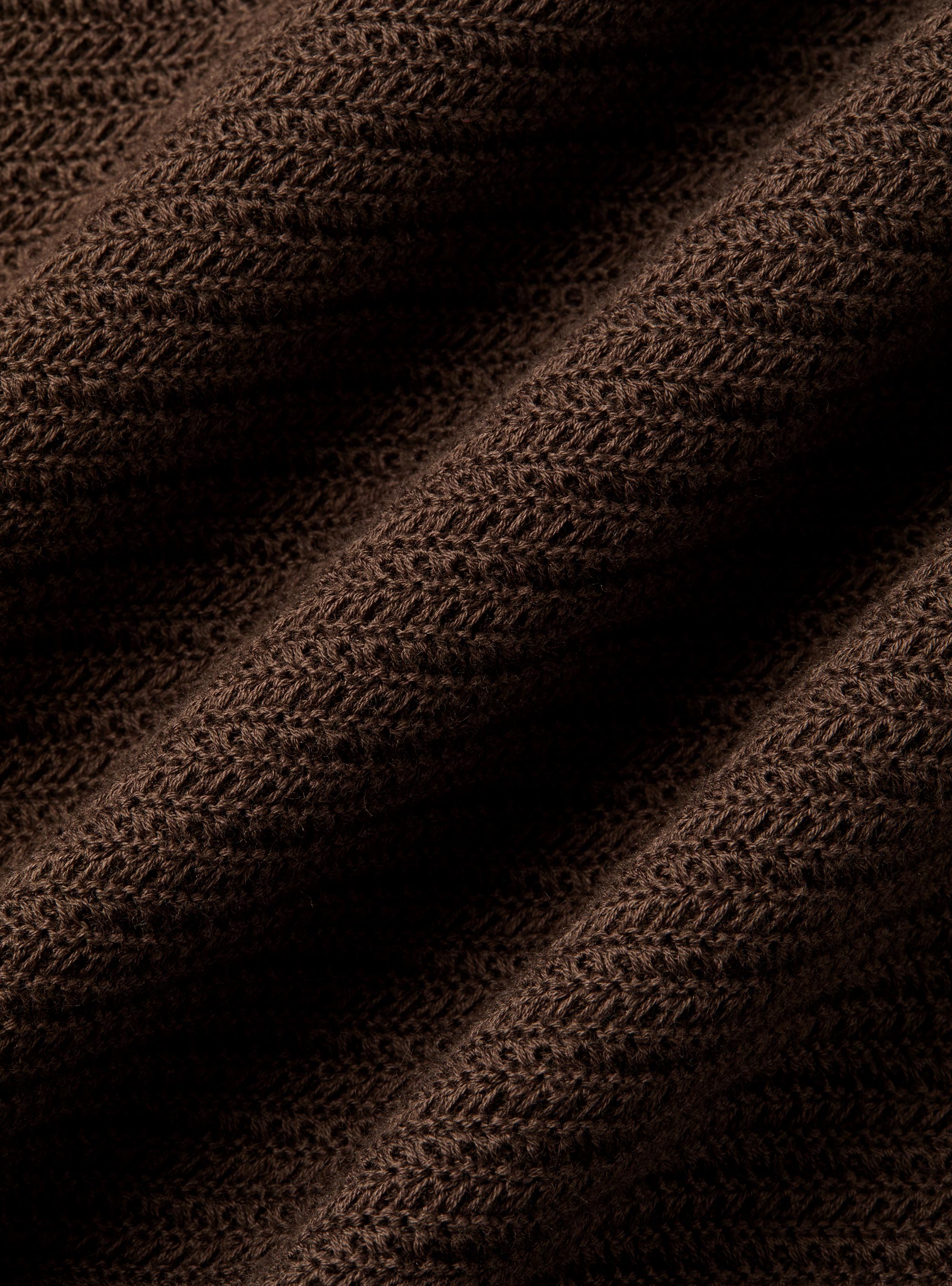 Textured cotton knit polo shirt, BROWN