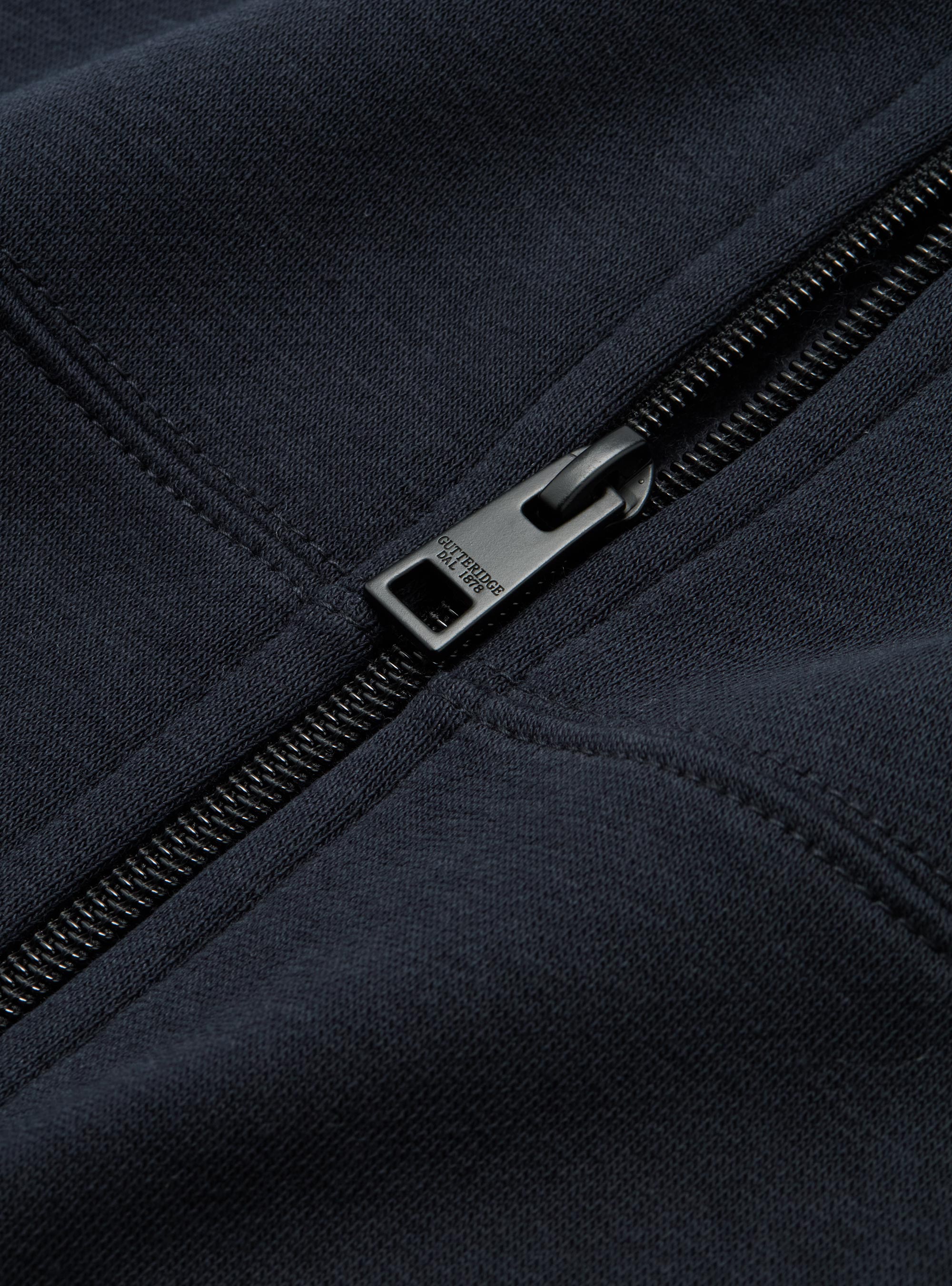 Sudadera con cremallera completa en mezcla de algodón, AZUL MARINO