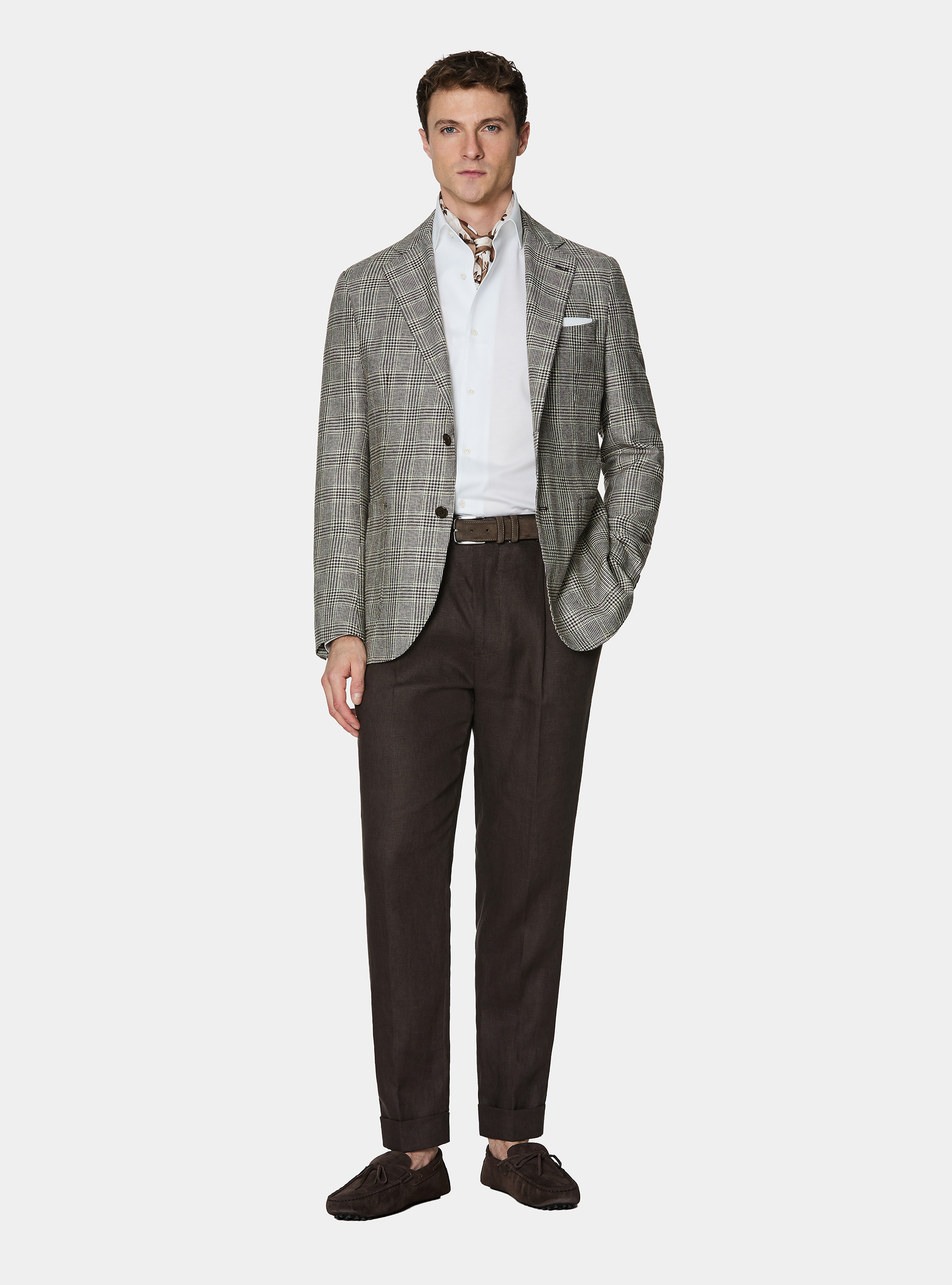 Giacca fantasia in pura seta, FANGO