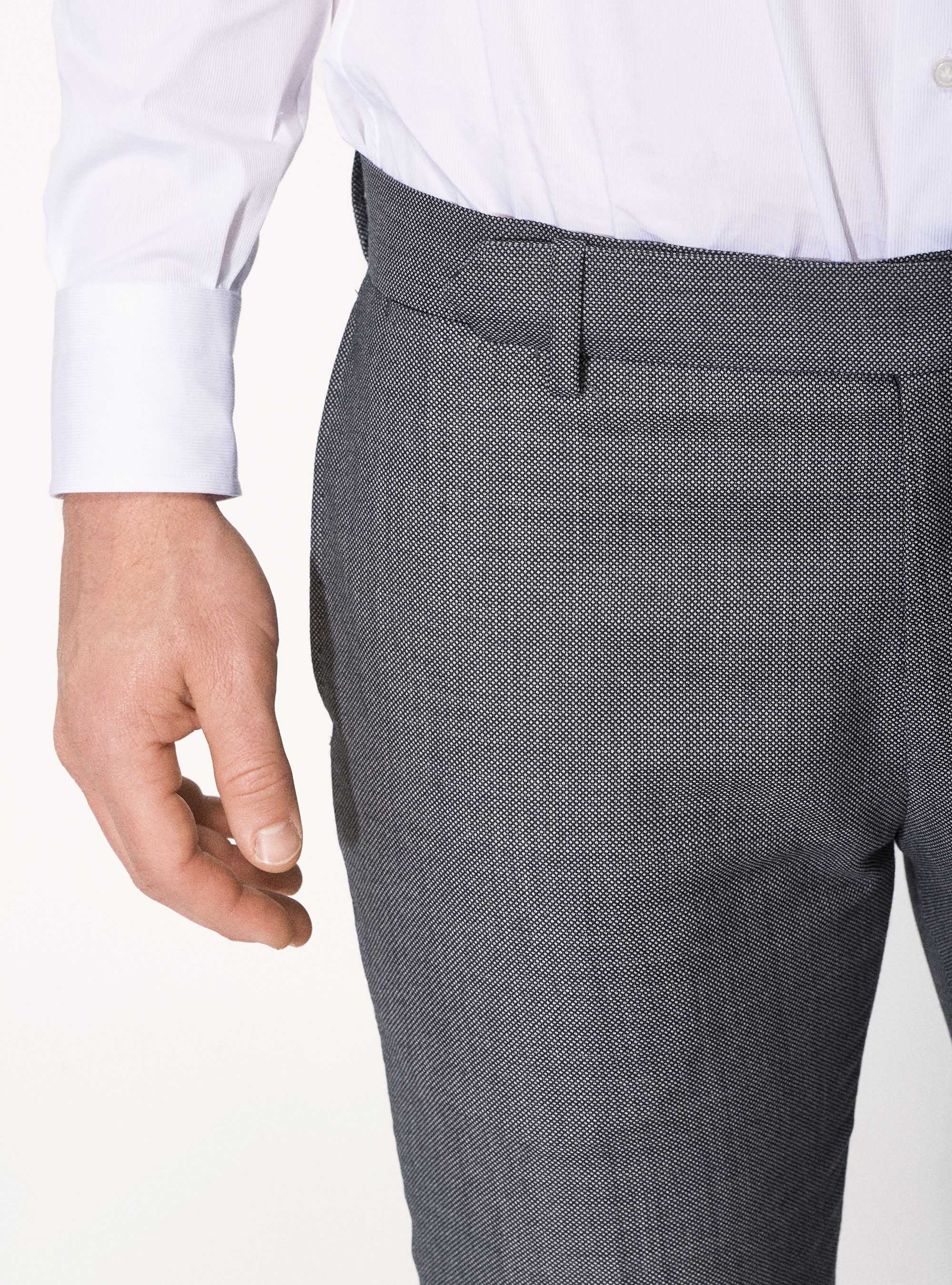 Pantaloni per abito in lana occhio di pernice superfine 110's Vitale Barberis Canonico, GRIGIO CHIARO