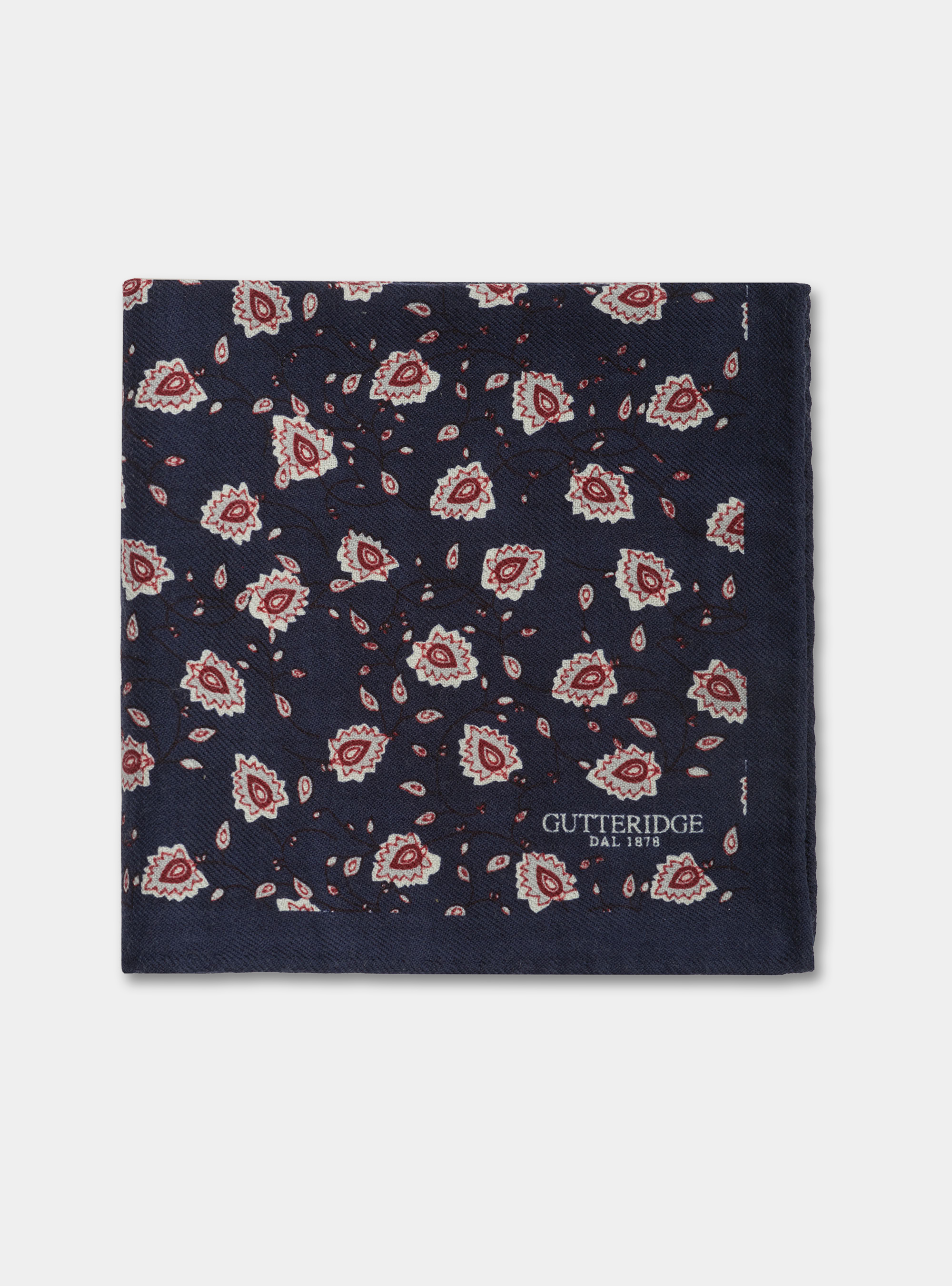 Pochette in lana stampa a fiori, BLU NAVY