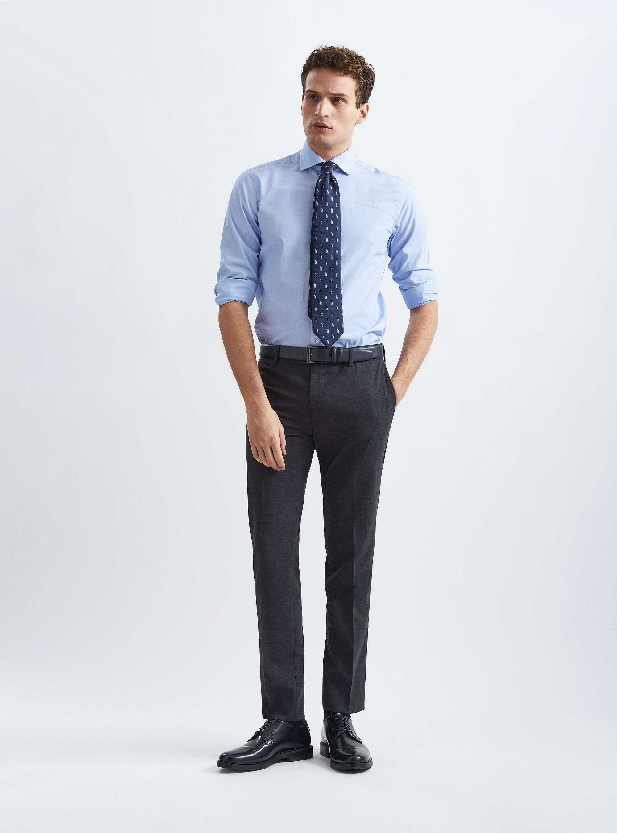 Pantaloni per abito in fresco lana, ASFALTO 0112C