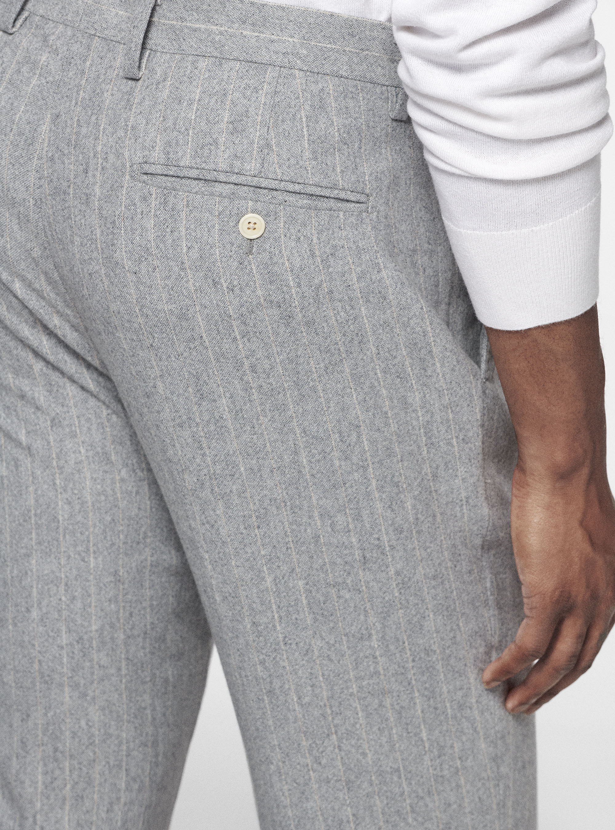 Pantaloni in flanella gessata, GRIGIO CHIARO MELANGE