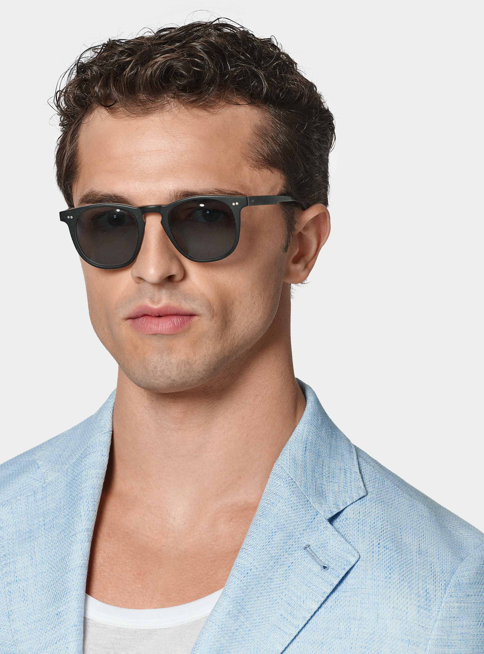 Linen and cotton blend blazer, LIGHT BLUE